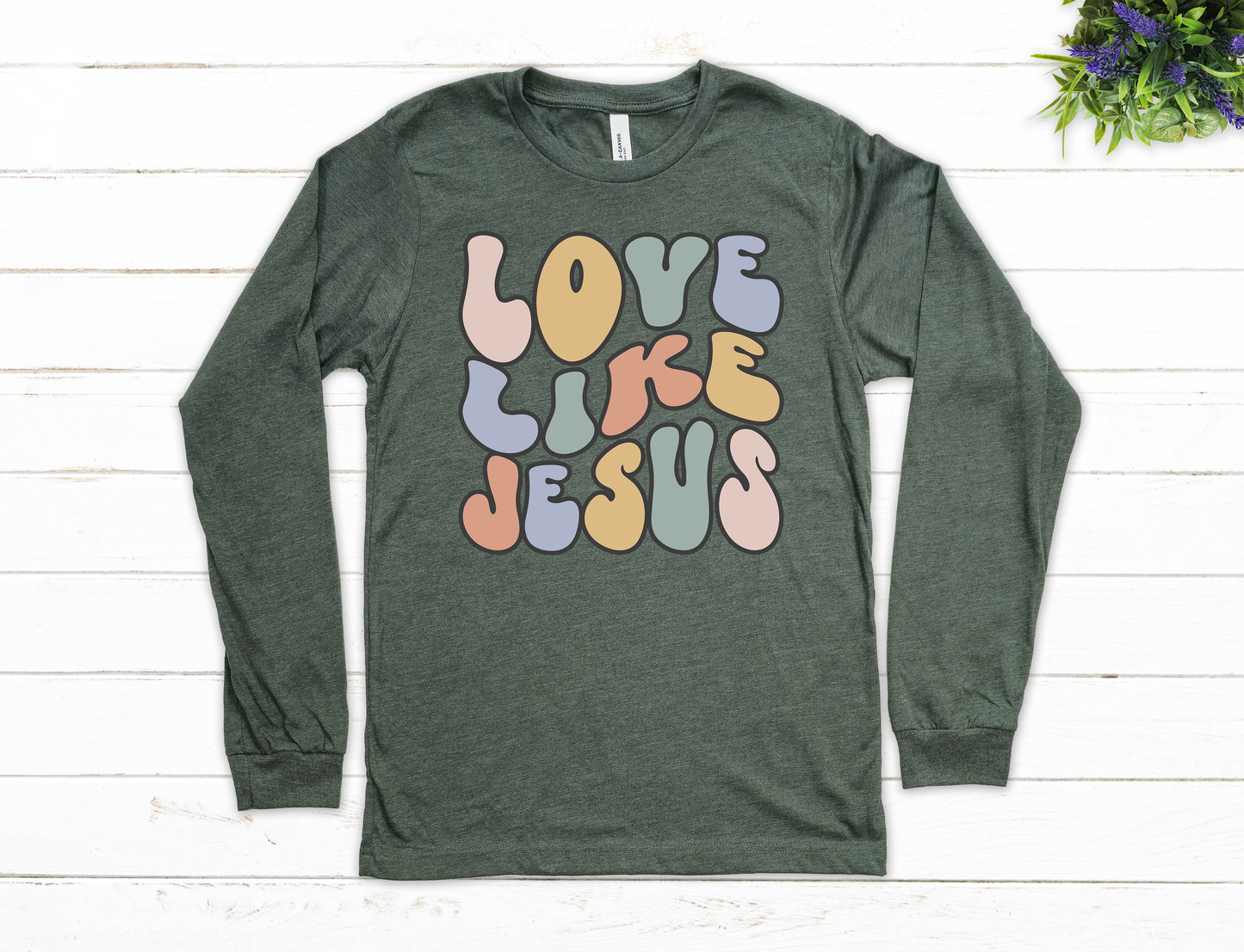 Retro Love Like Jesus Shirt Long Sleeve | Long Sleeve Christian Shirt