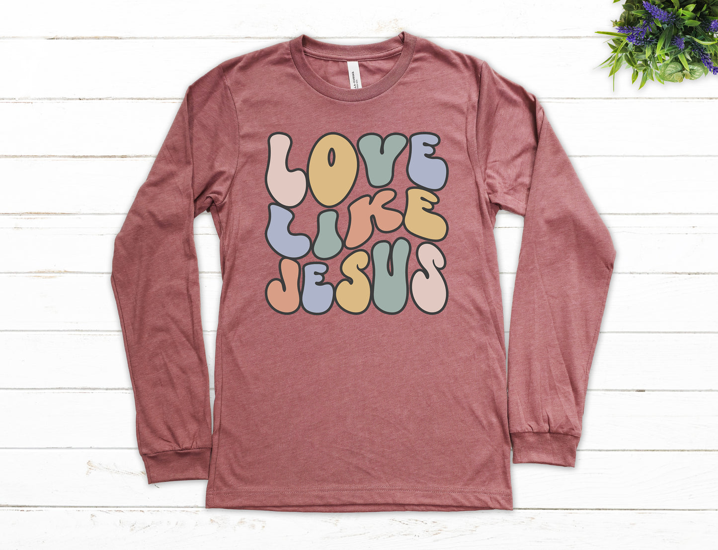 Retro Love Like Jesus Shirt Long Sleeve | Long Sleeve Christian Shirt