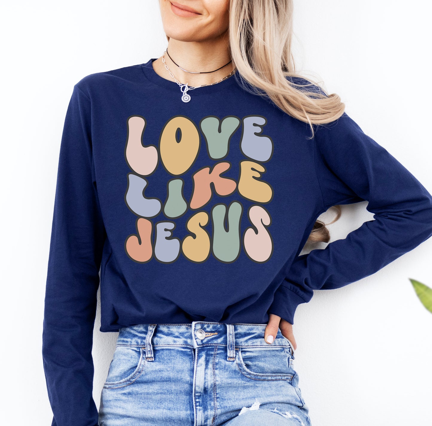 Retro Love Like Jesus Shirt Long Sleeve | Long Sleeve Christian Shirt