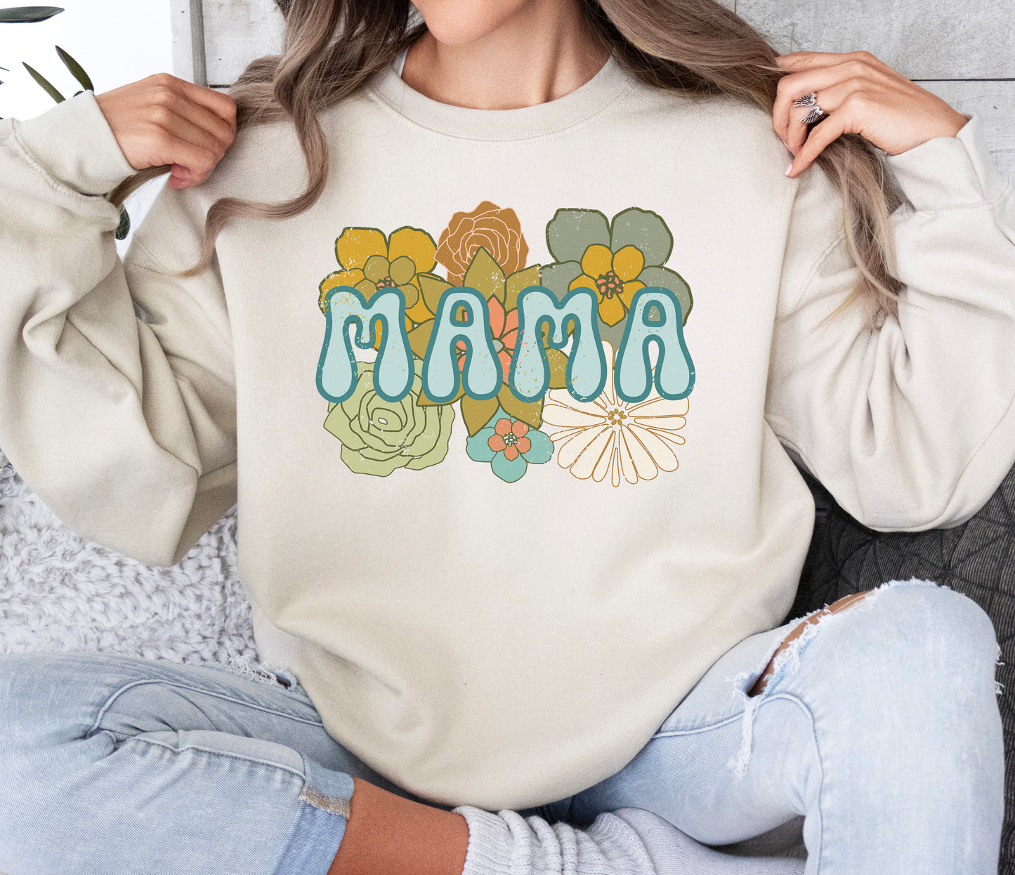 BOHO Flowers Mama Sweatshirt | Mom Sweatshirt
