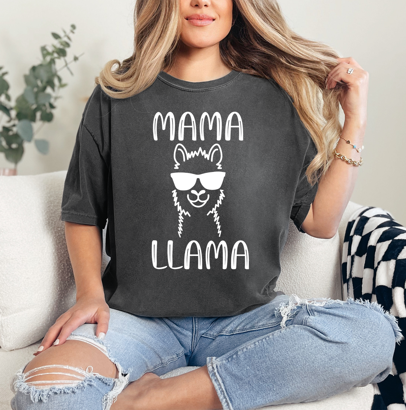 Mama Llama Shirt | Comfort Colors Vintage Style Mom Shirt