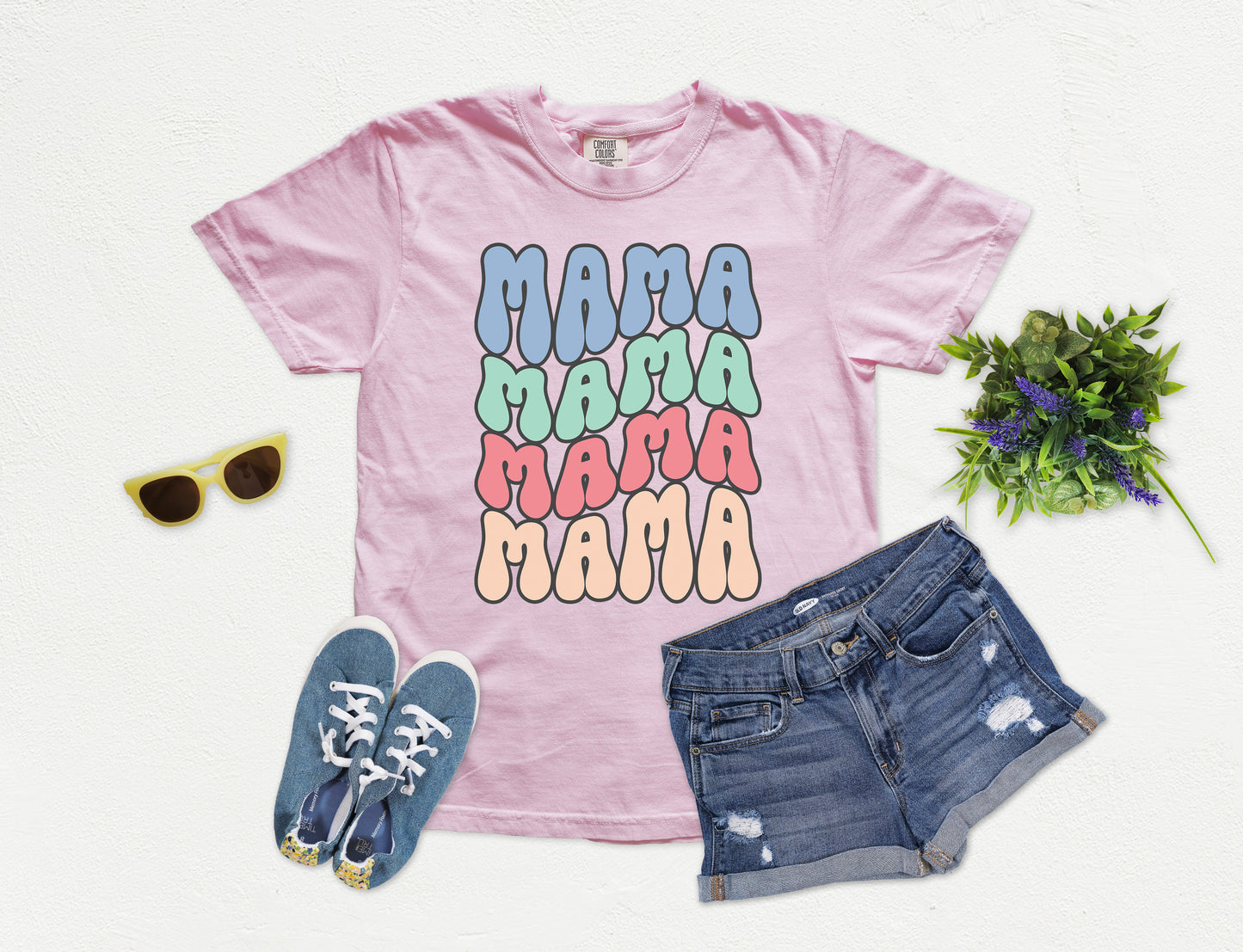 Mama Retro Wave Shirt | Comfort Colors Vintage Style Mom Shirt