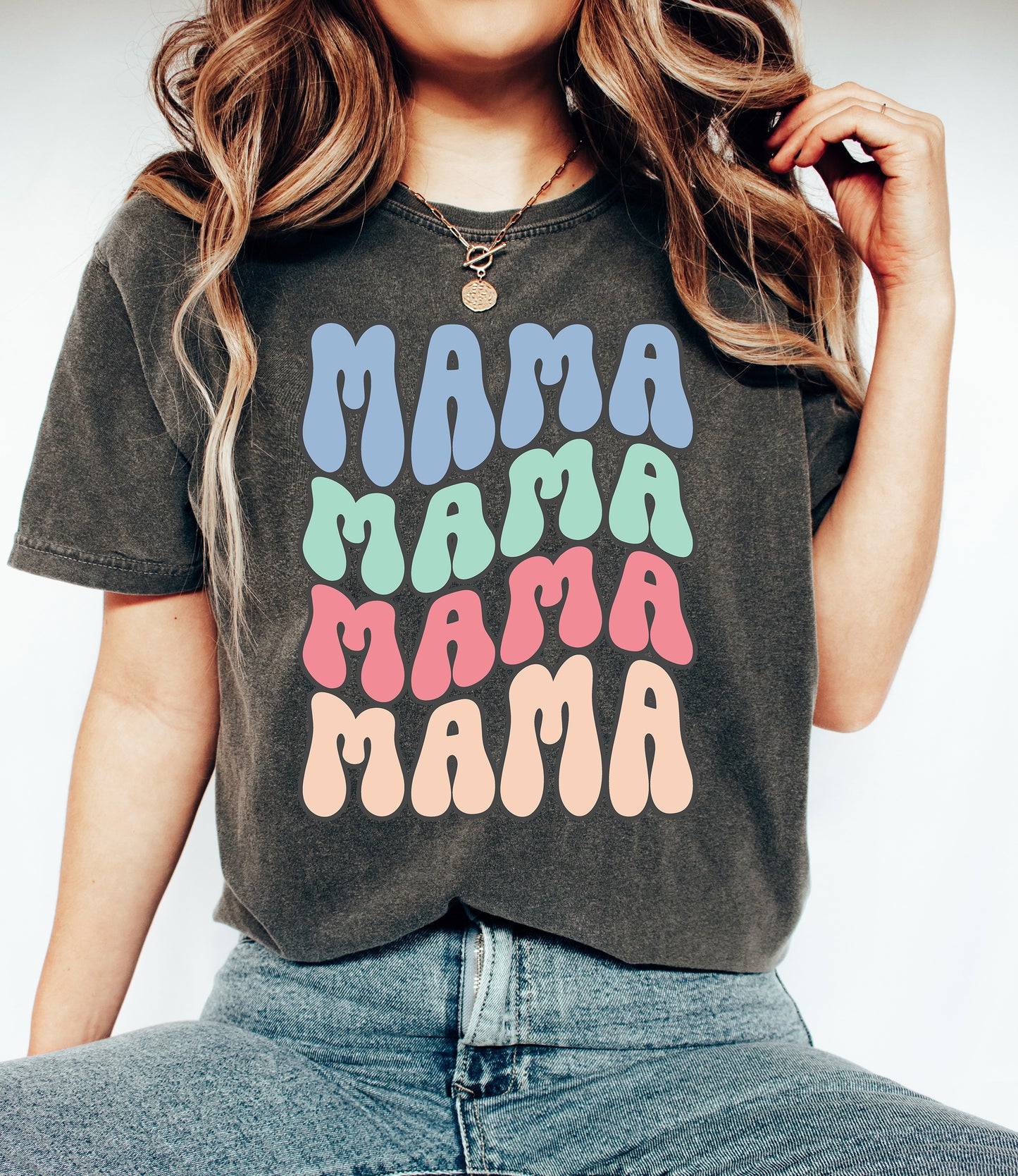 Mama Retro Wave Shirt | Comfort Colors Vintage Style Mom Shirt