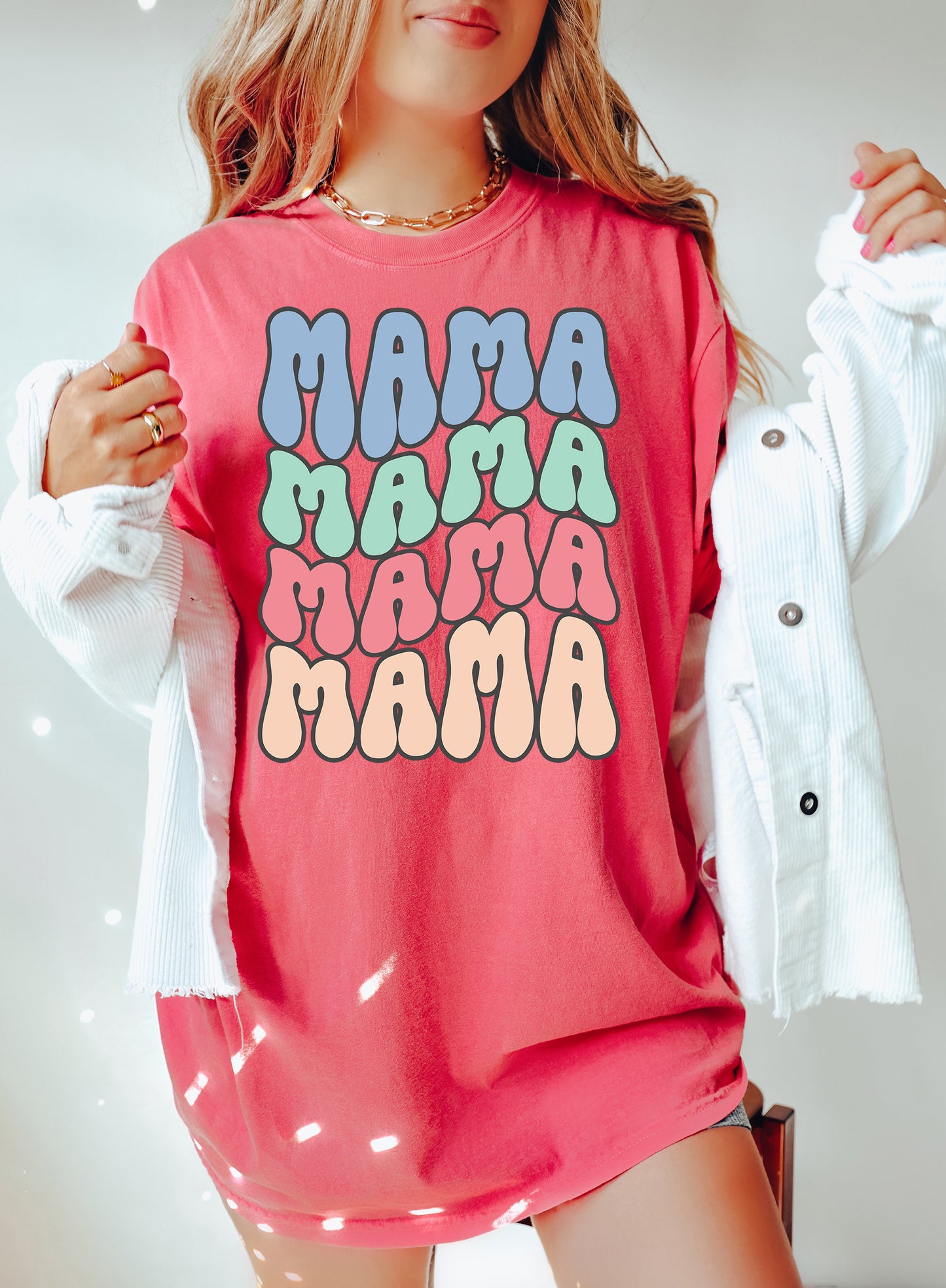 Mama Retro Wave Shirt | Comfort Colors Vintage Style Mom Shirt