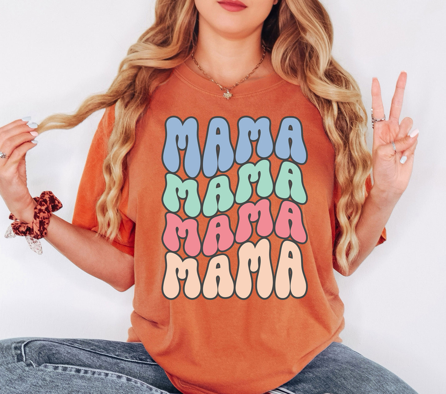 Mama Retro Wave Shirt | Comfort Colors Vintage Style Mom Shirt