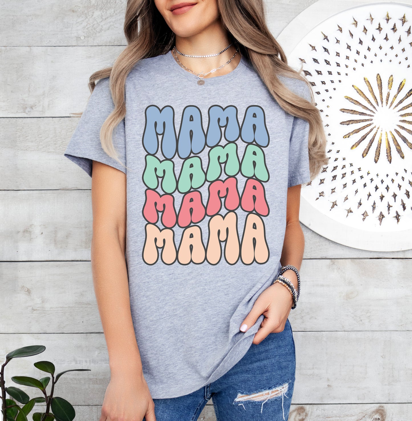 Mama Retro Wave Shirt | Mom Shirt | Light Garment