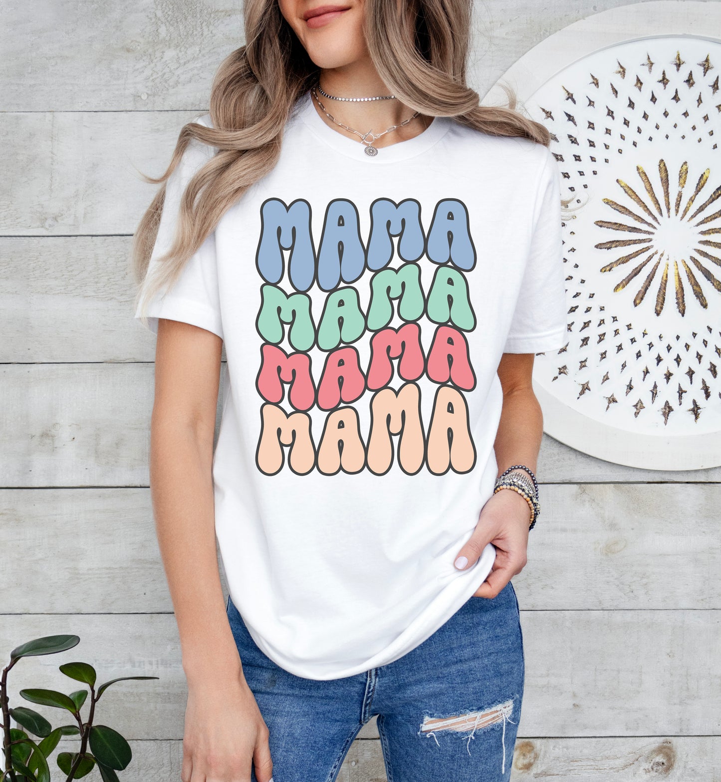 Mama Retro Wave Shirt | Mom Shirt | Light Garment