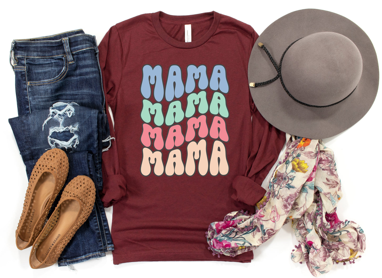 Mama Retro Wave Shirt Long Sleeve | Long Sleeve Mom Shirt