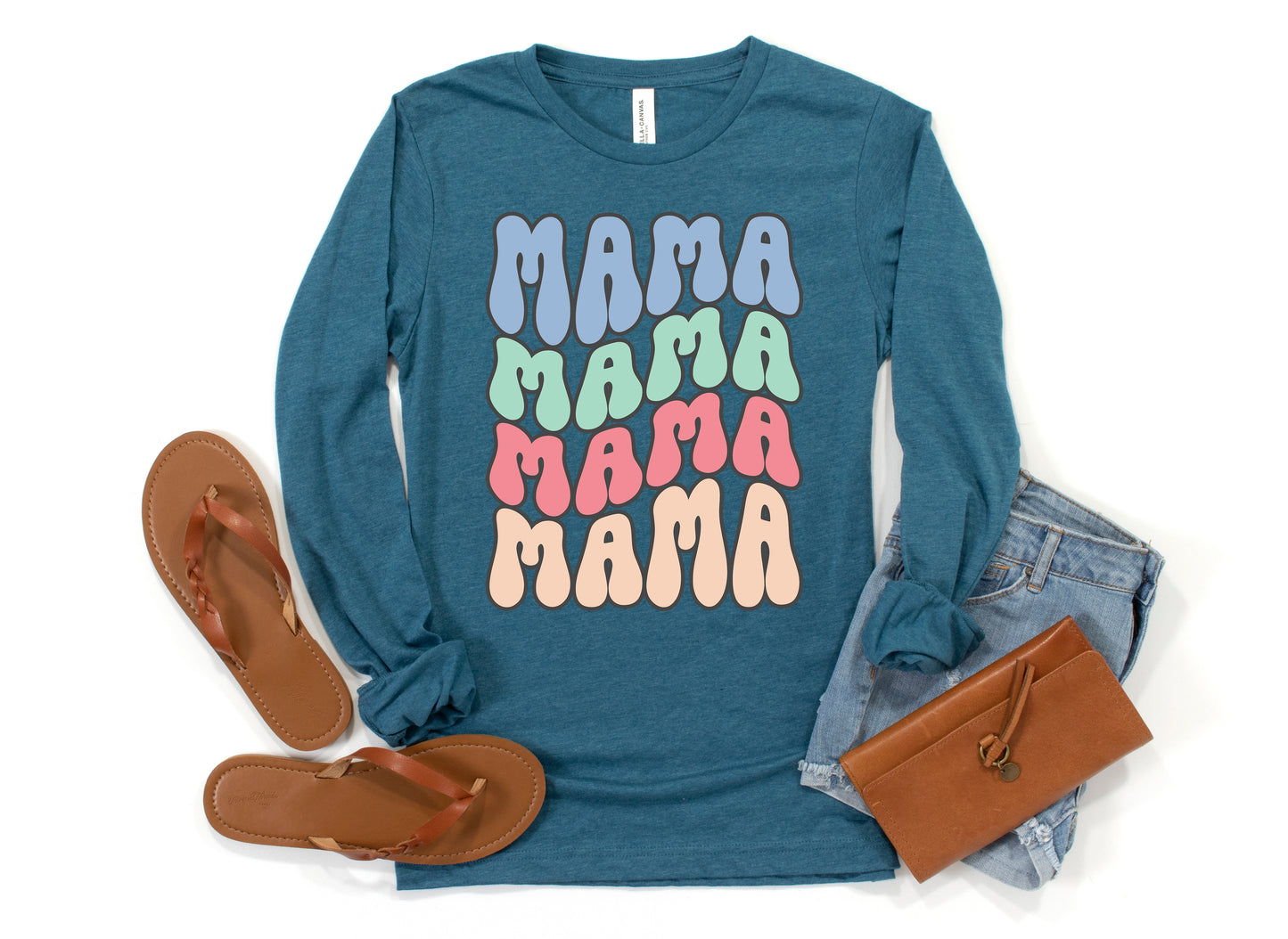 Mama Retro Wave Shirt Long Sleeve | Long Sleeve Mom Shirt