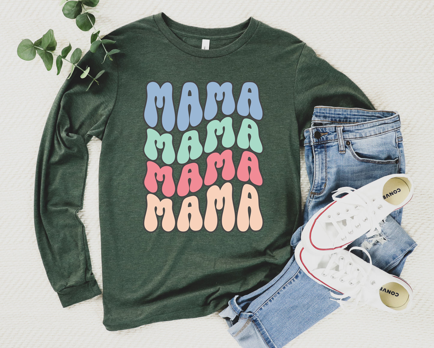 Mama Retro Wave Shirt Long Sleeve | Long Sleeve Mom Shirt
