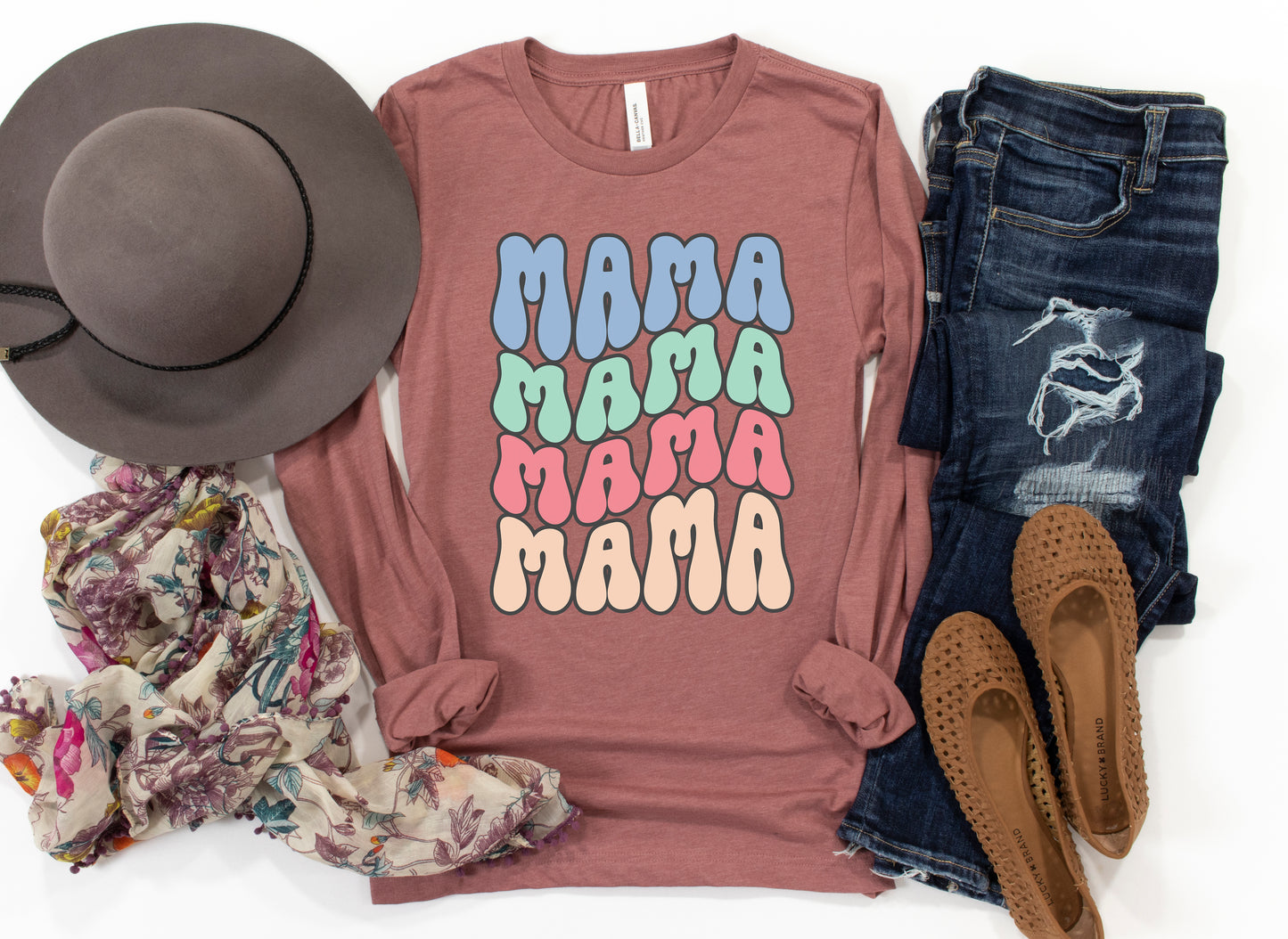 Mama Retro Wave Shirt Long Sleeve | Long Sleeve Mom Shirt