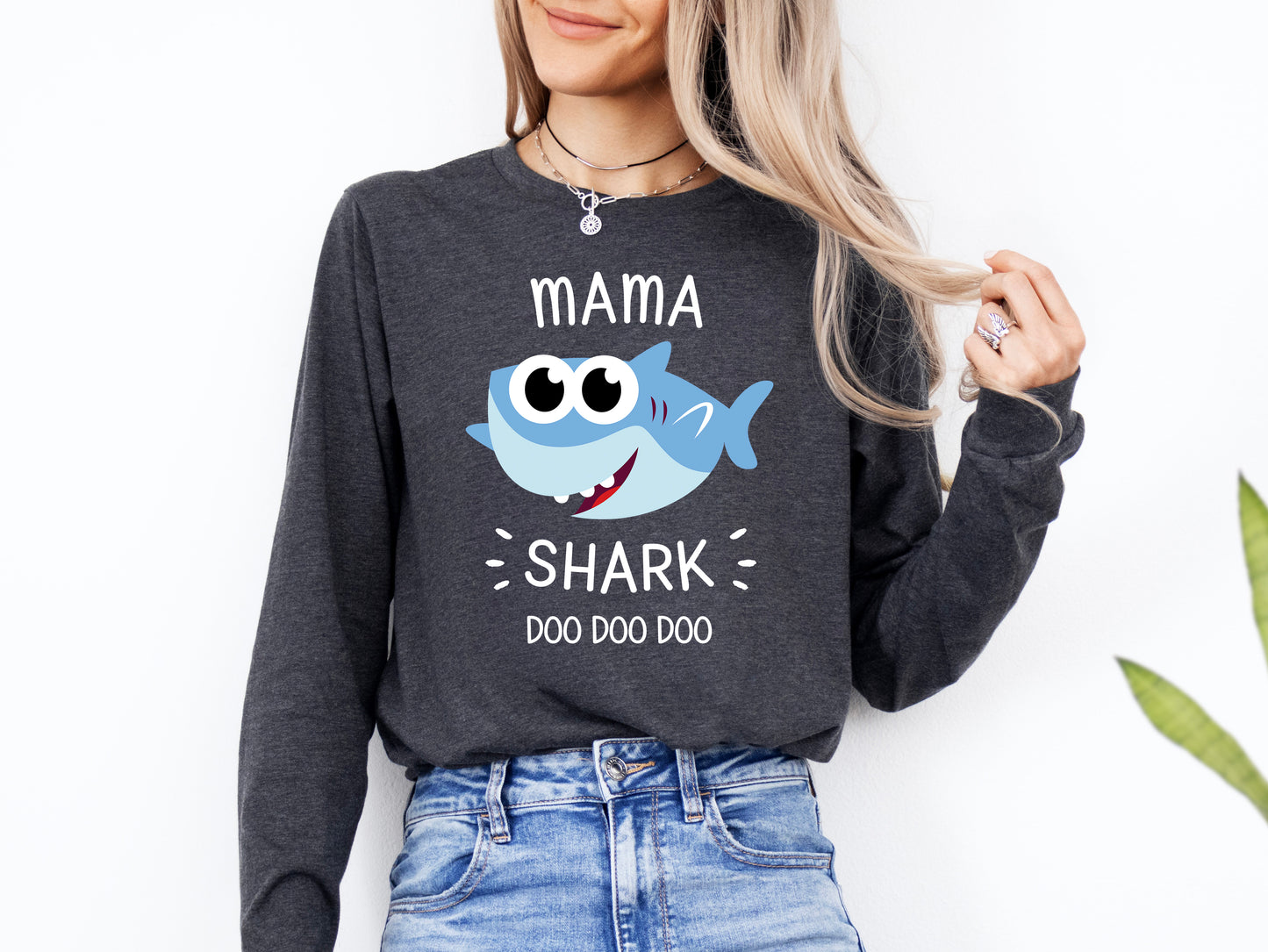Mama Shark Shirt Long Sleeve | Long Sleeve Mom Shirt
