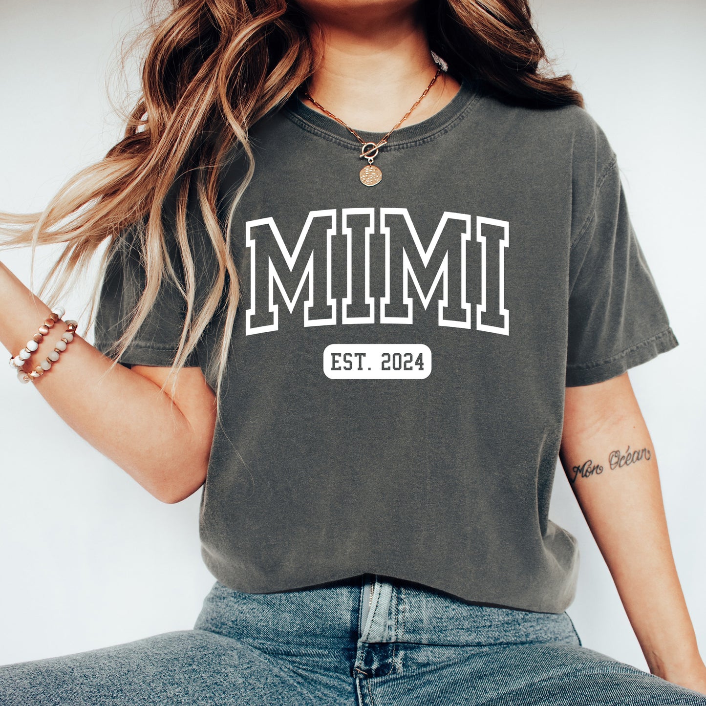 Custom University Style Mimi Shirt | Comfort Colors Vintage Style Mimi Shirt