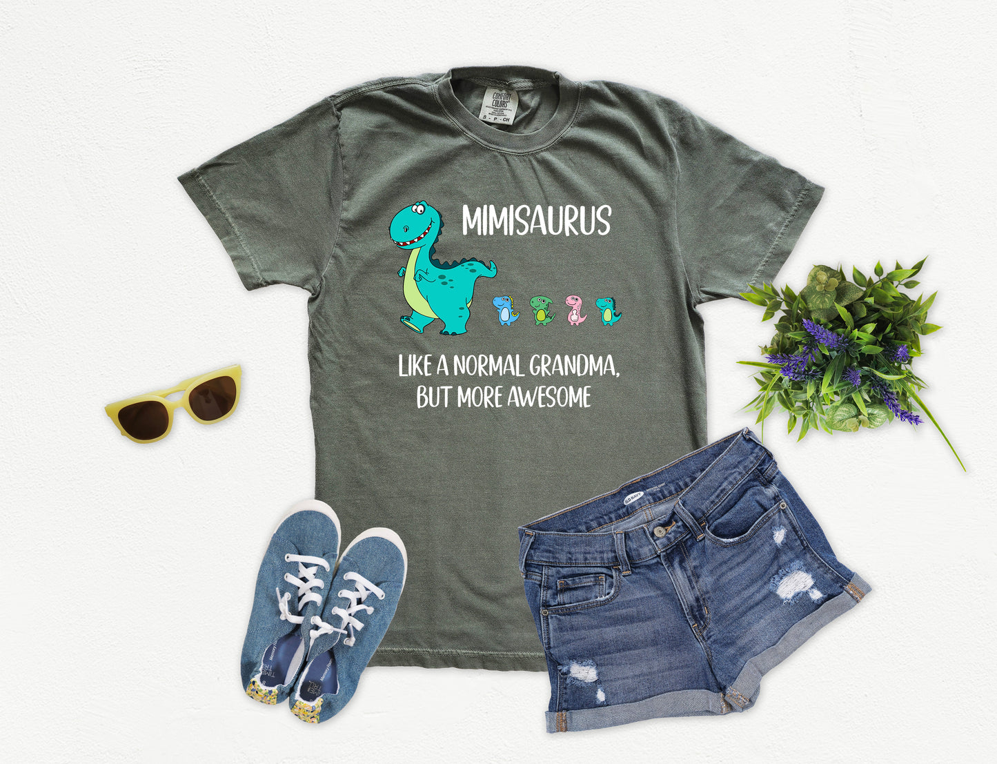 Custom Mimisaurus With Little Dino Followers Shirt | Comfort Colors Vintage Style Mimi Shirt