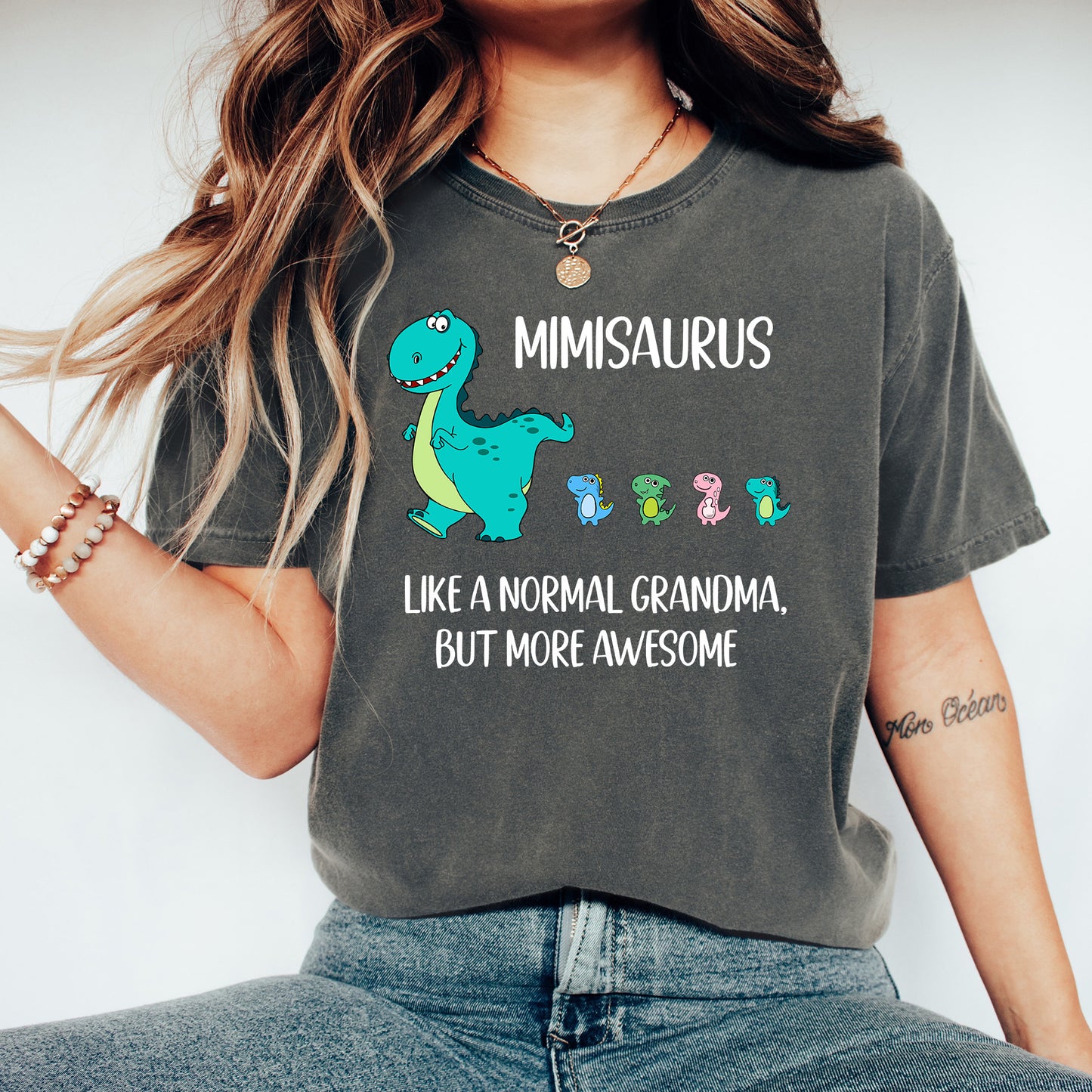 Custom Mimisaurus With Little Dino Followers Shirt | Comfort Colors Vintage Style Mimi Shirt