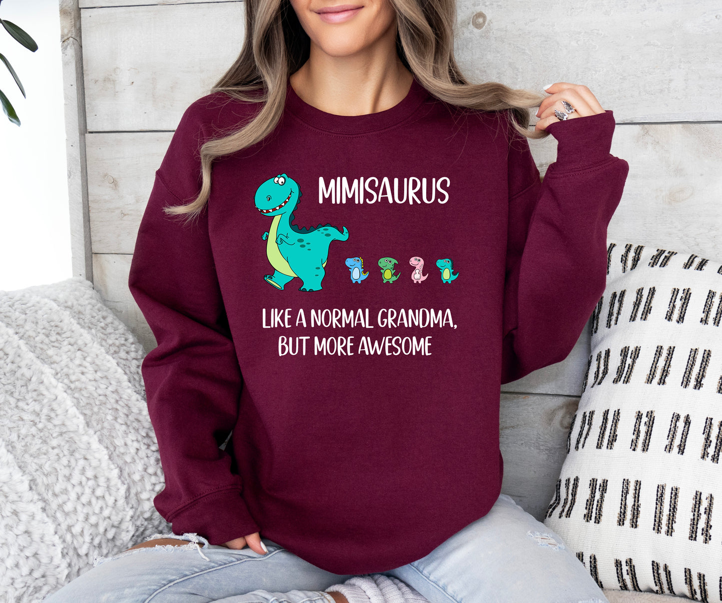 Custom Mimisaurus With Little Dino Followers Sweatshirt | Mimi Sweatshirt