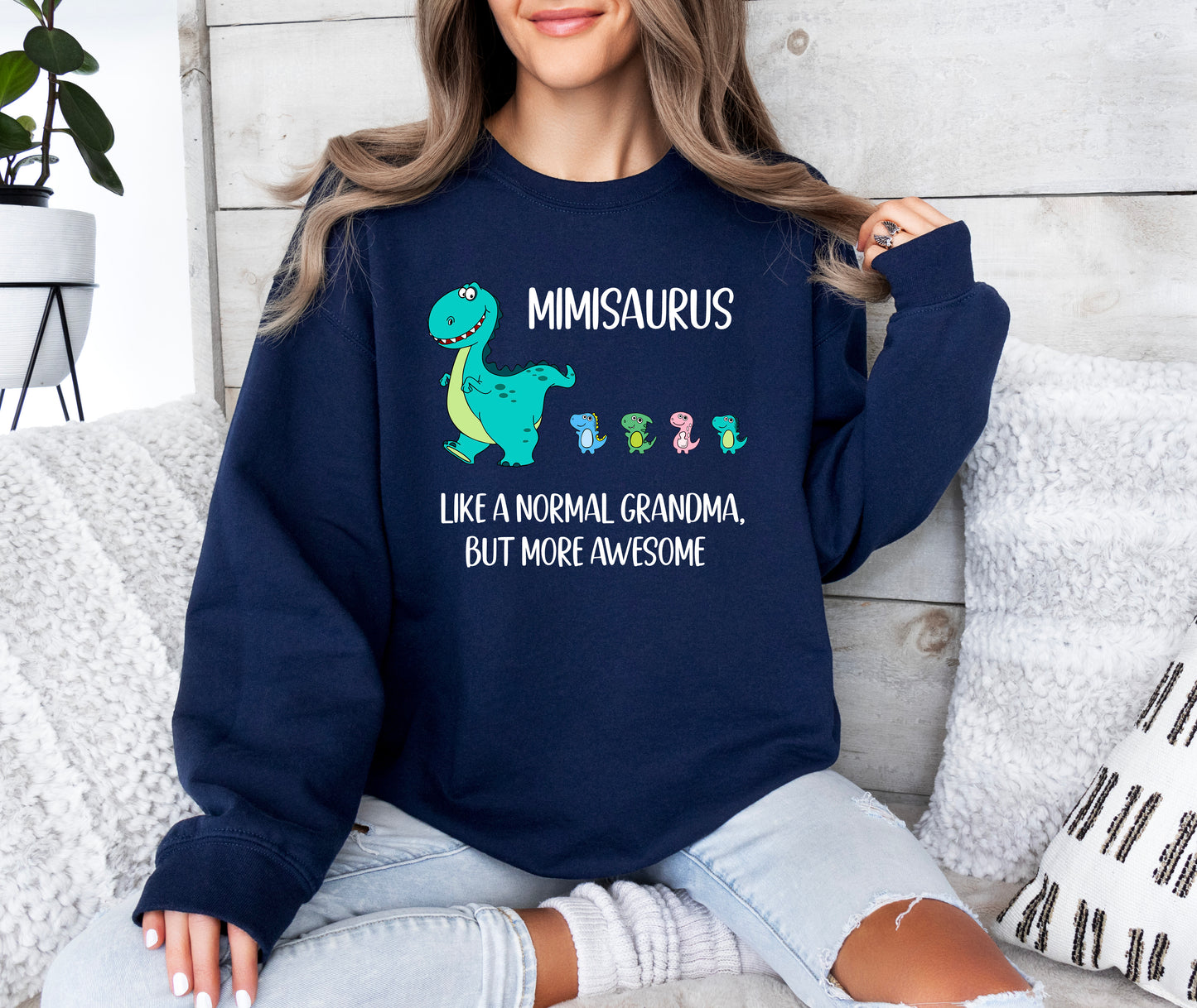Custom Mimisaurus With Little Dino Followers Sweatshirt | Mimi Sweatshirt