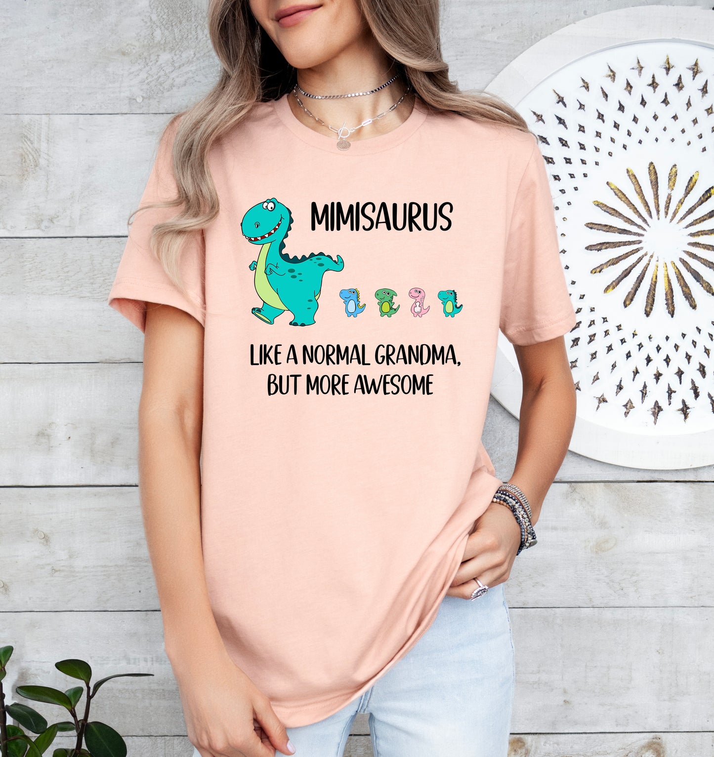 Custom Mimisaurus With Little Dino Followers Shirt | Mimi Shirt | Light Garment