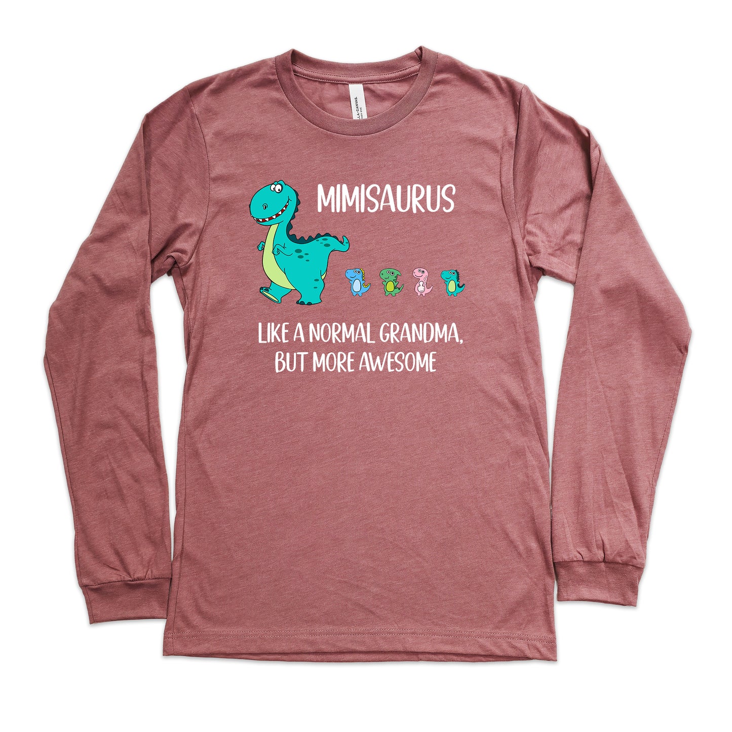 Custom Mimisaurus With Little Dino Followers Shirt Long Sleeve | Long Sleeve Mimi Shirt