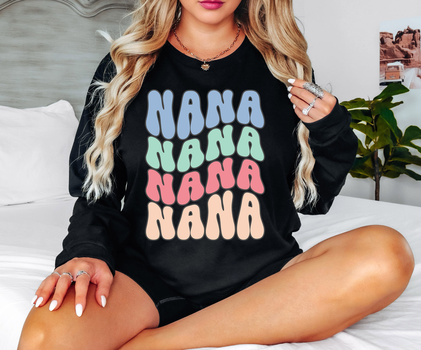 Retro Wave Nana Shirt Long Sleeve | Long Sleeve Nana Shirt