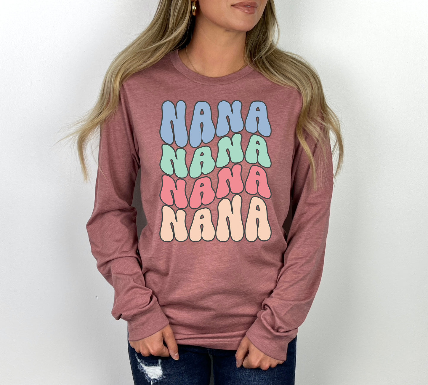 Retro Wave Nana Shirt Long Sleeve | Long Sleeve Nana Shirt