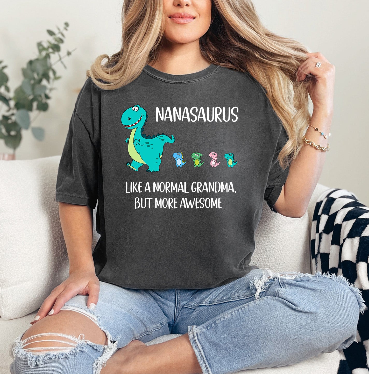 Custom Nanasaurus Shirt With Little Dino Followers | Comfort Colors Vintage Style Nana Shirt