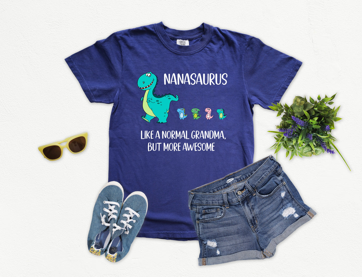 Custom Nanasaurus Shirt With Little Dino Followers | Comfort Colors Vintage Style Nana Shirt