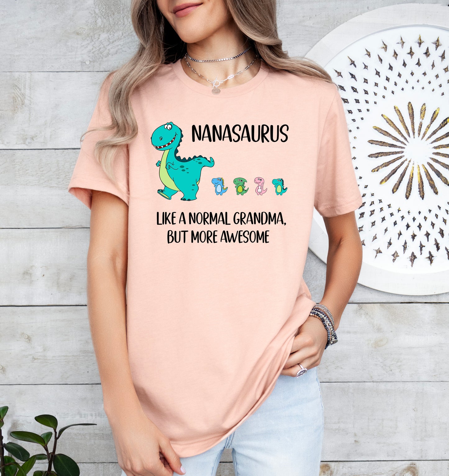 Custom Nanasaurus With Little Dino Followers Shirt | Nana Shirt | Light Garment