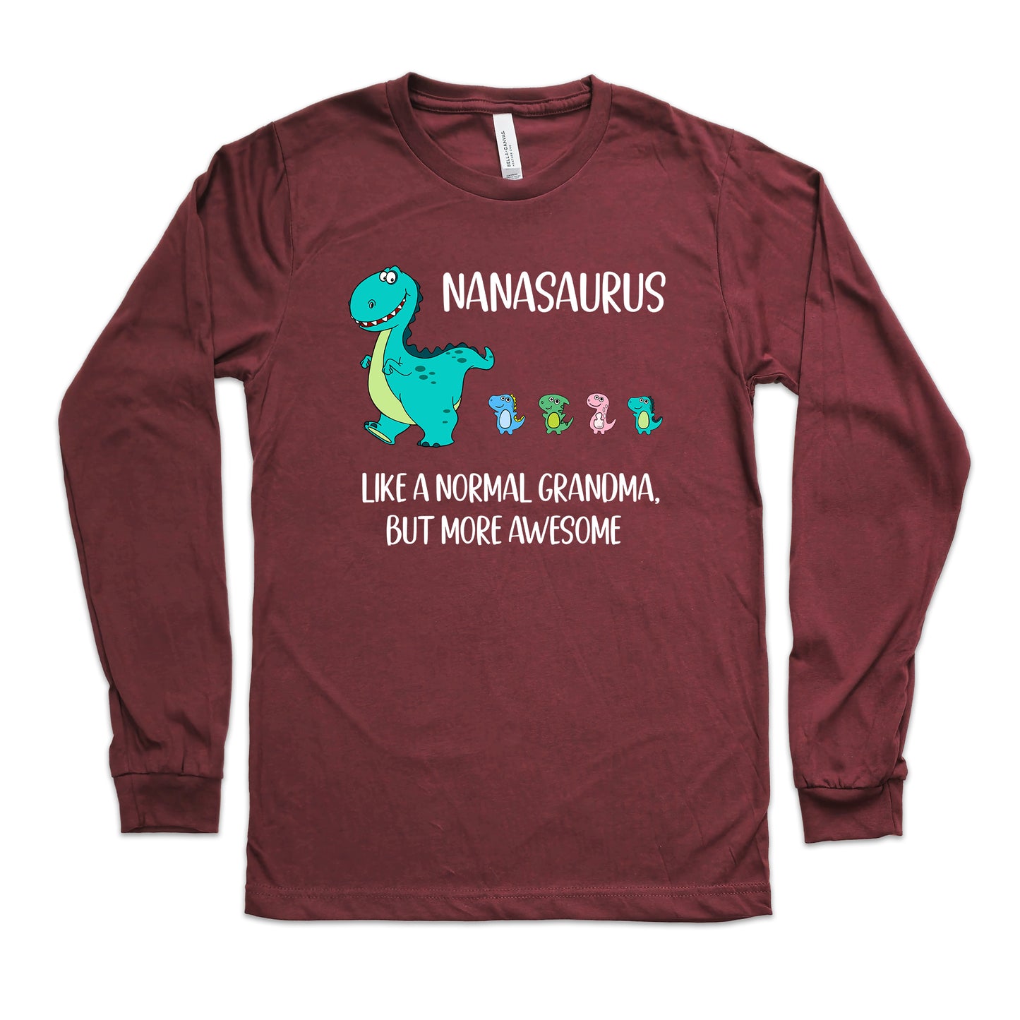 Custom Nanasaurus With Little Dino Followers Shirt Long Sleeve | Long Sleeve Nana Shirt