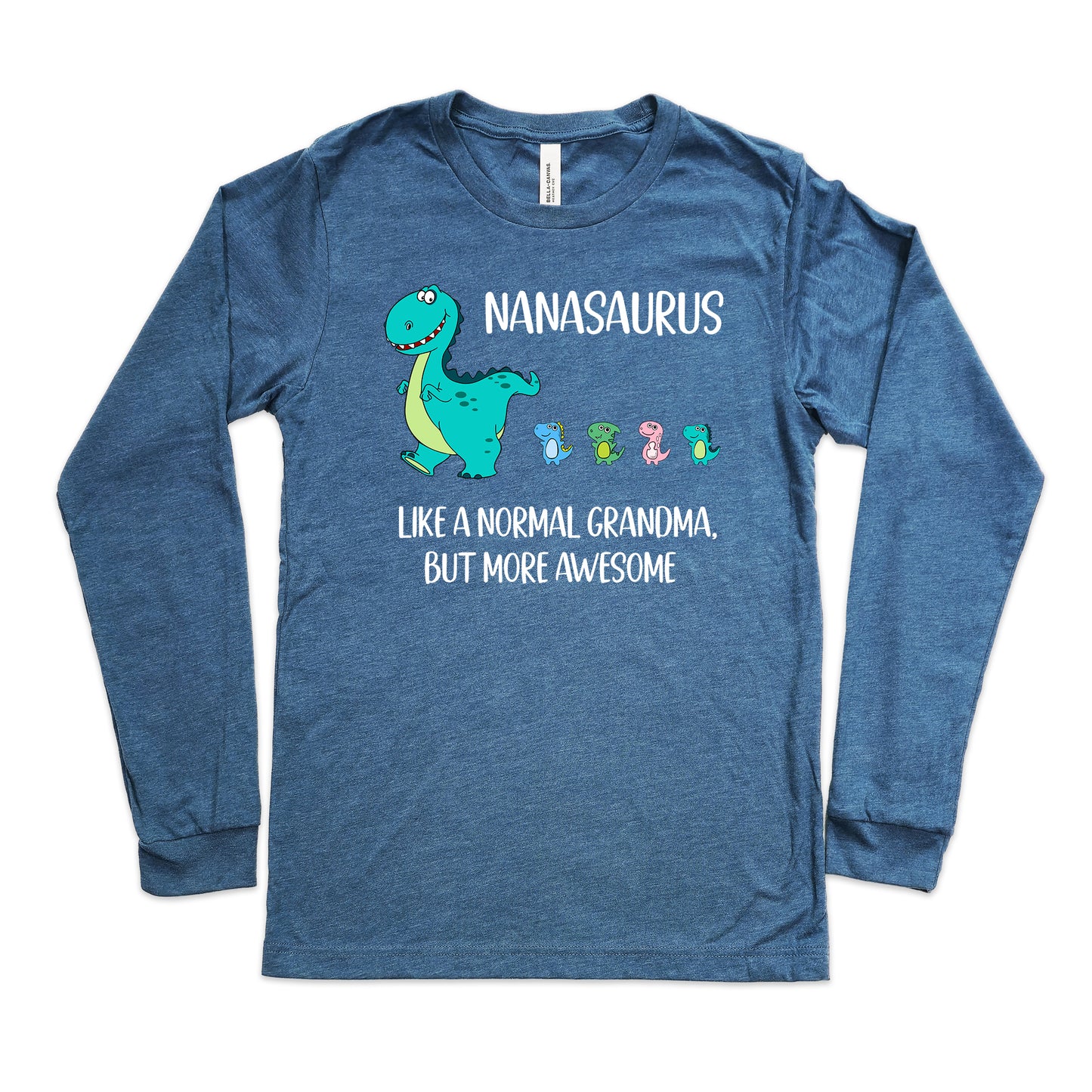 Custom Nanasaurus With Little Dino Followers Shirt Long Sleeve | Long Sleeve Nana Shirt