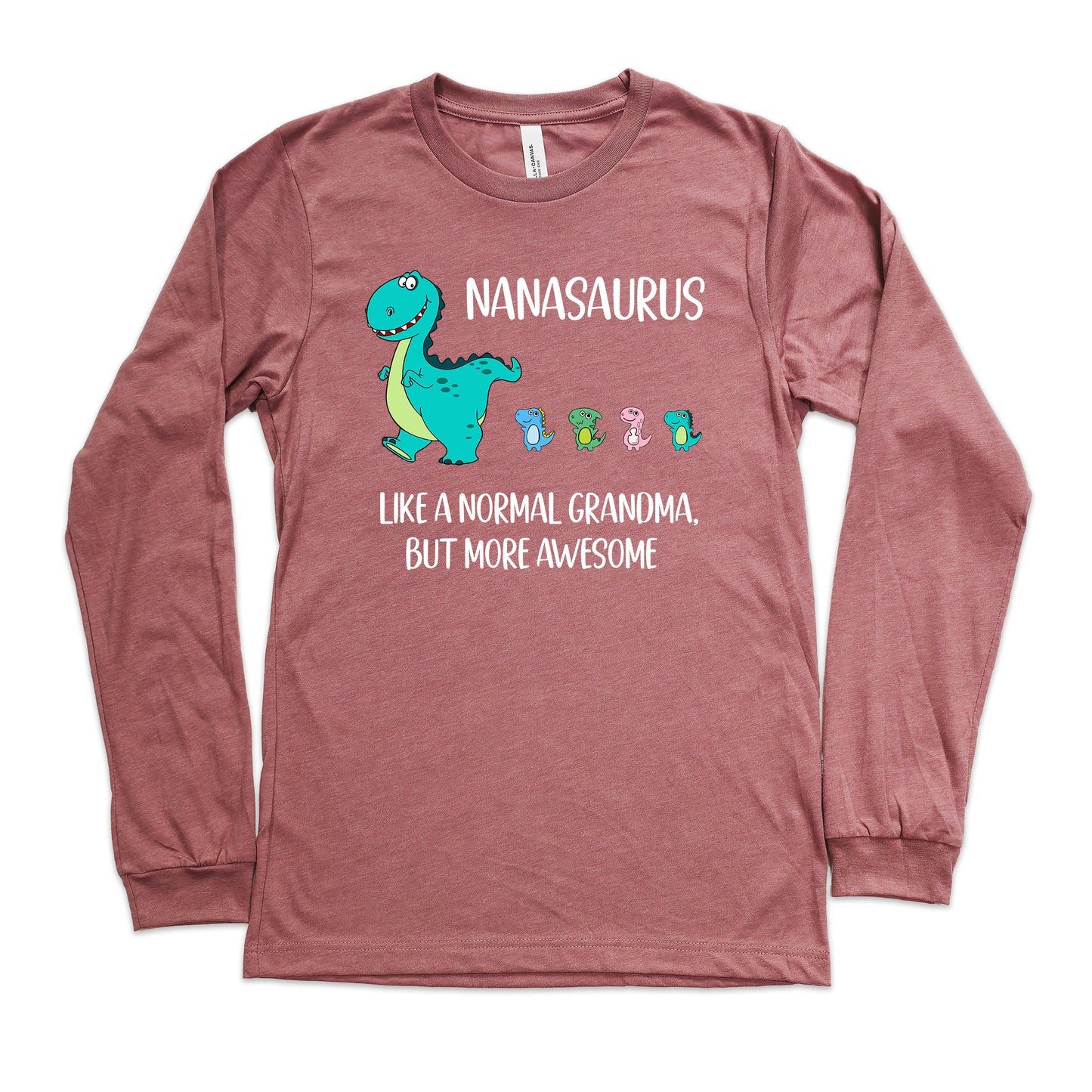 Custom Nanasaurus With Little Dino Followers Shirt Long Sleeve | Long Sleeve Nana Shirt