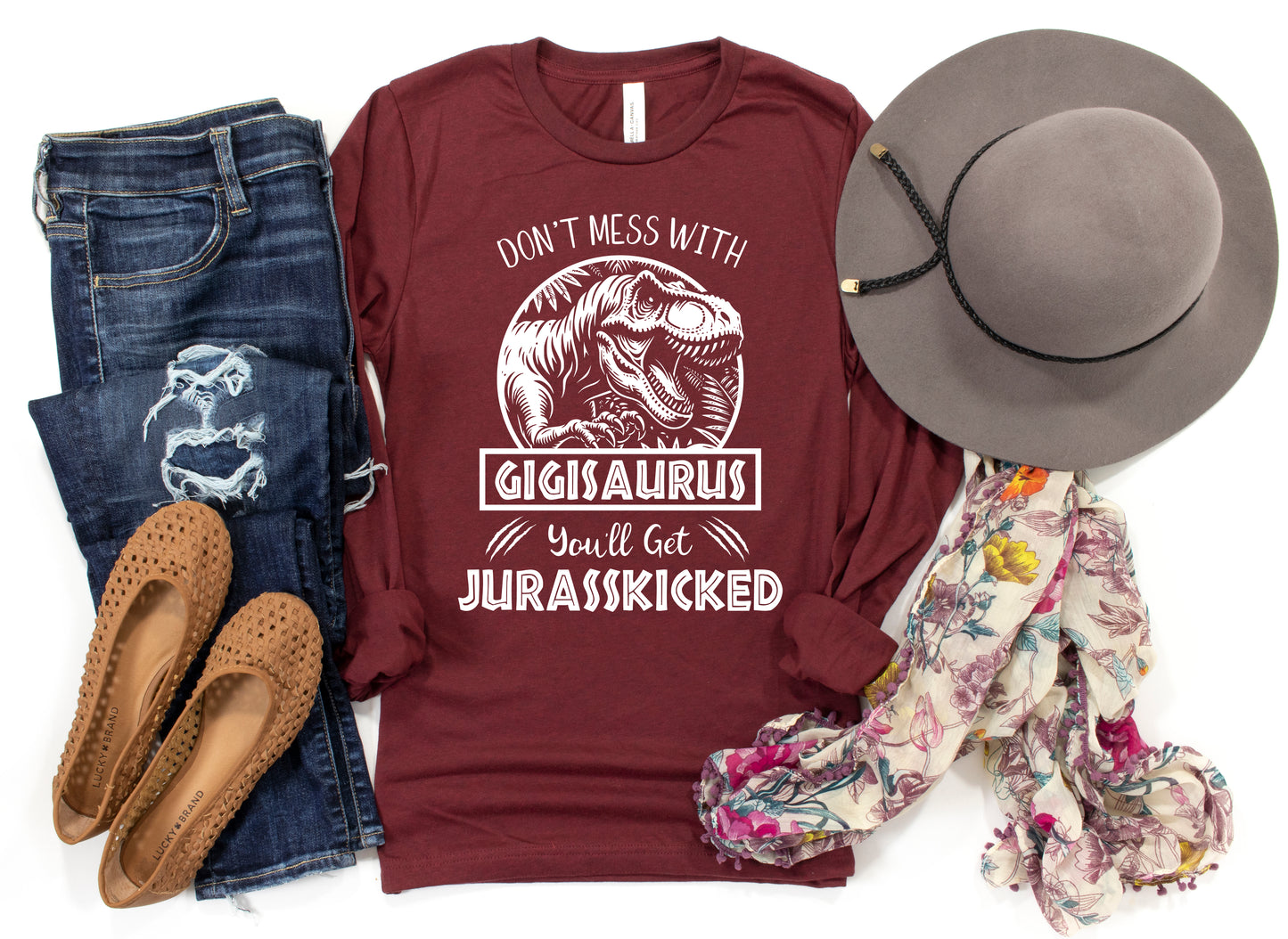 Jurassic Gigisaurus Shirt Long Sleeve | Funny Long Sleeve Gigi Shirt