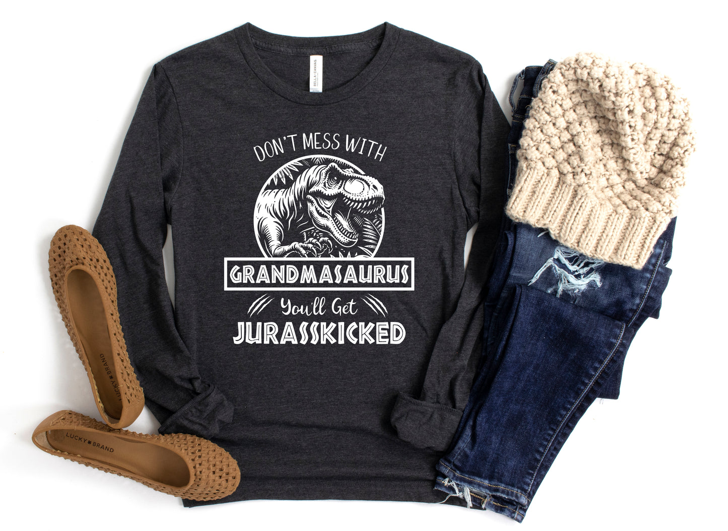 Jurassic Grandmasaurus Shirt Long Sleeve | Long Sleeve Funny Grandma Shirt
