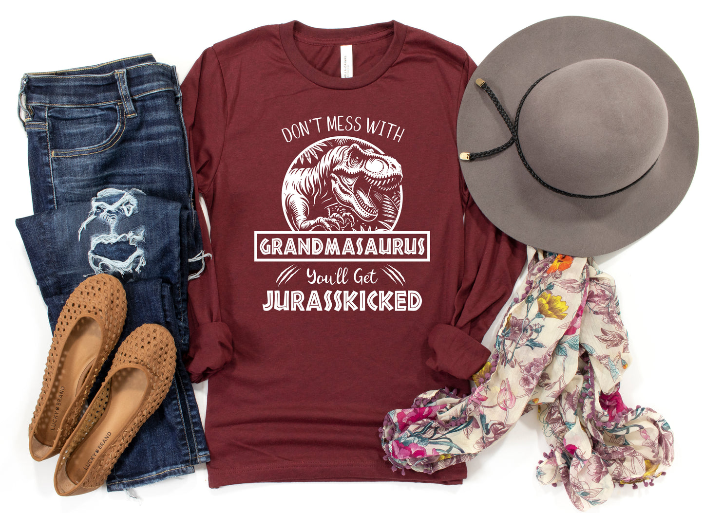 Jurassic Grandmasaurus Shirt Long Sleeve | Long Sleeve Funny Grandma Shirt