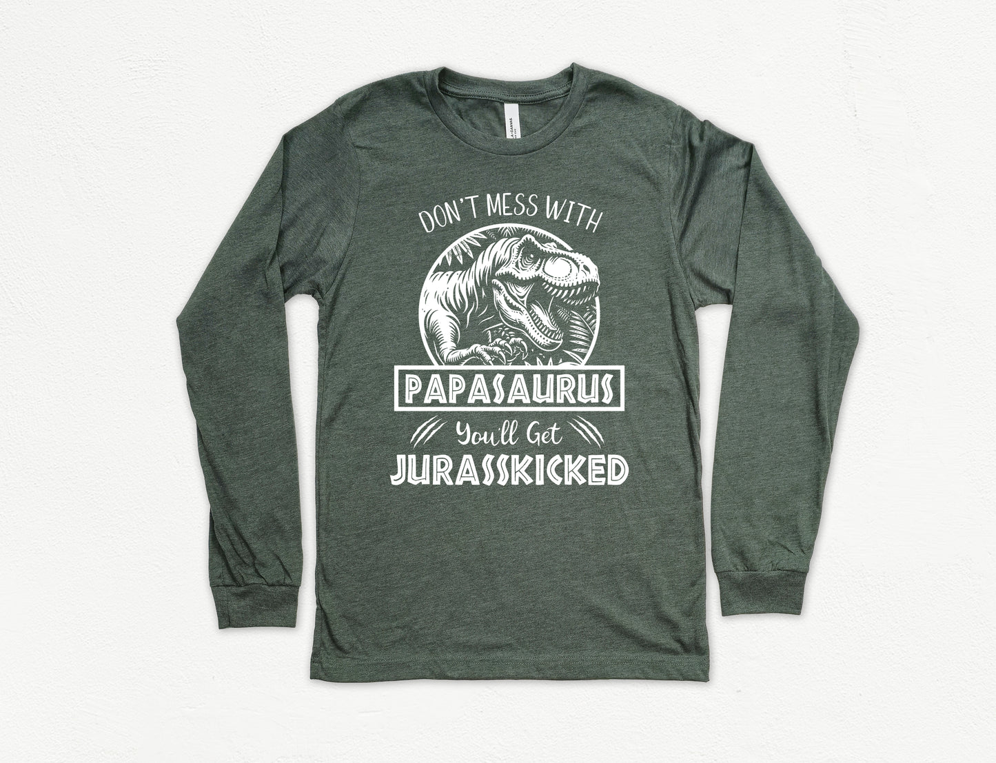 Jurassic Papasaurus Shirt Long Sleeve | Long Sleeve Grandpa Shirt