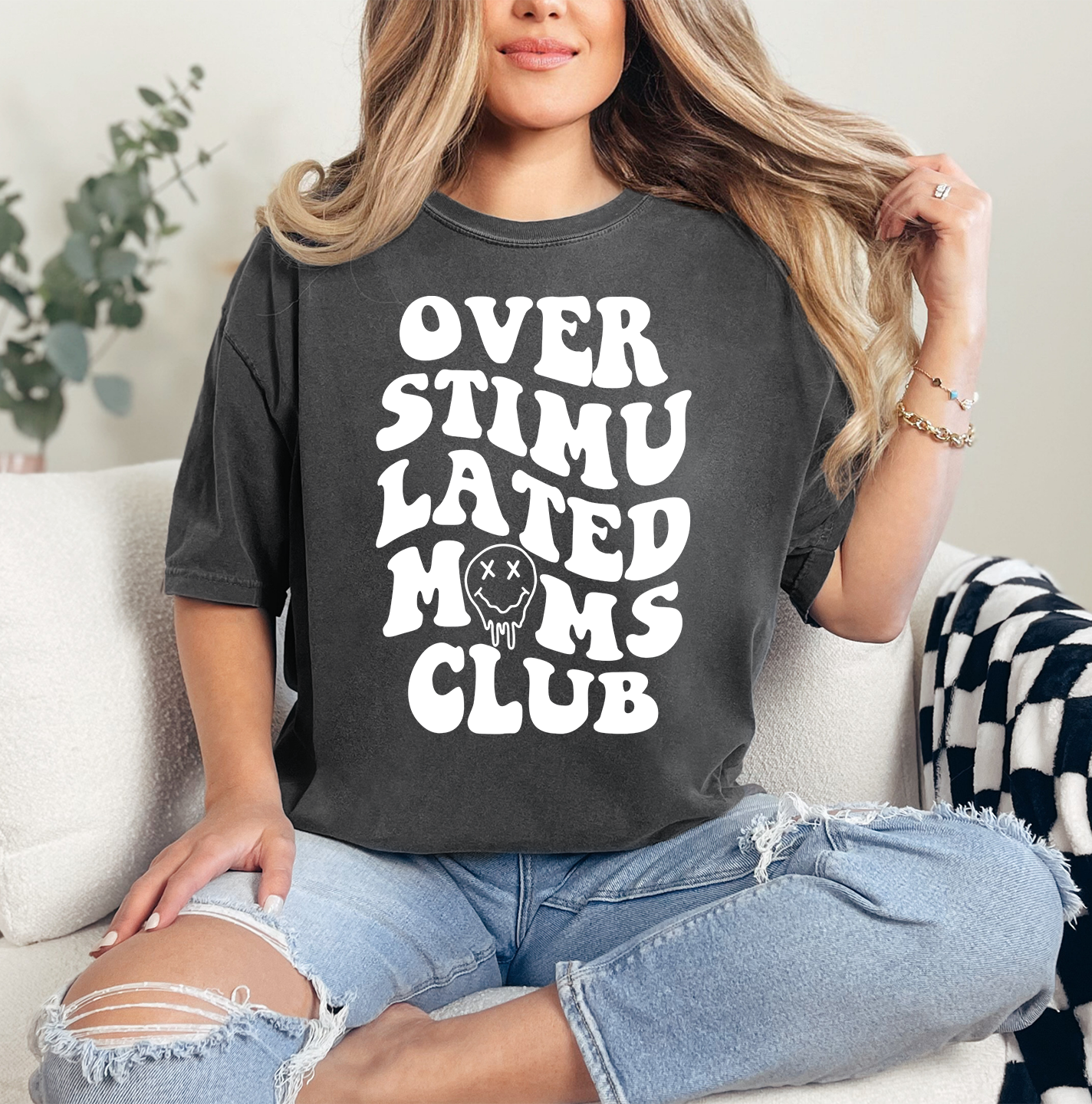 Overstimulated Mom's Club Shirt | Comfort Colors Vintage Style Mom Shirt