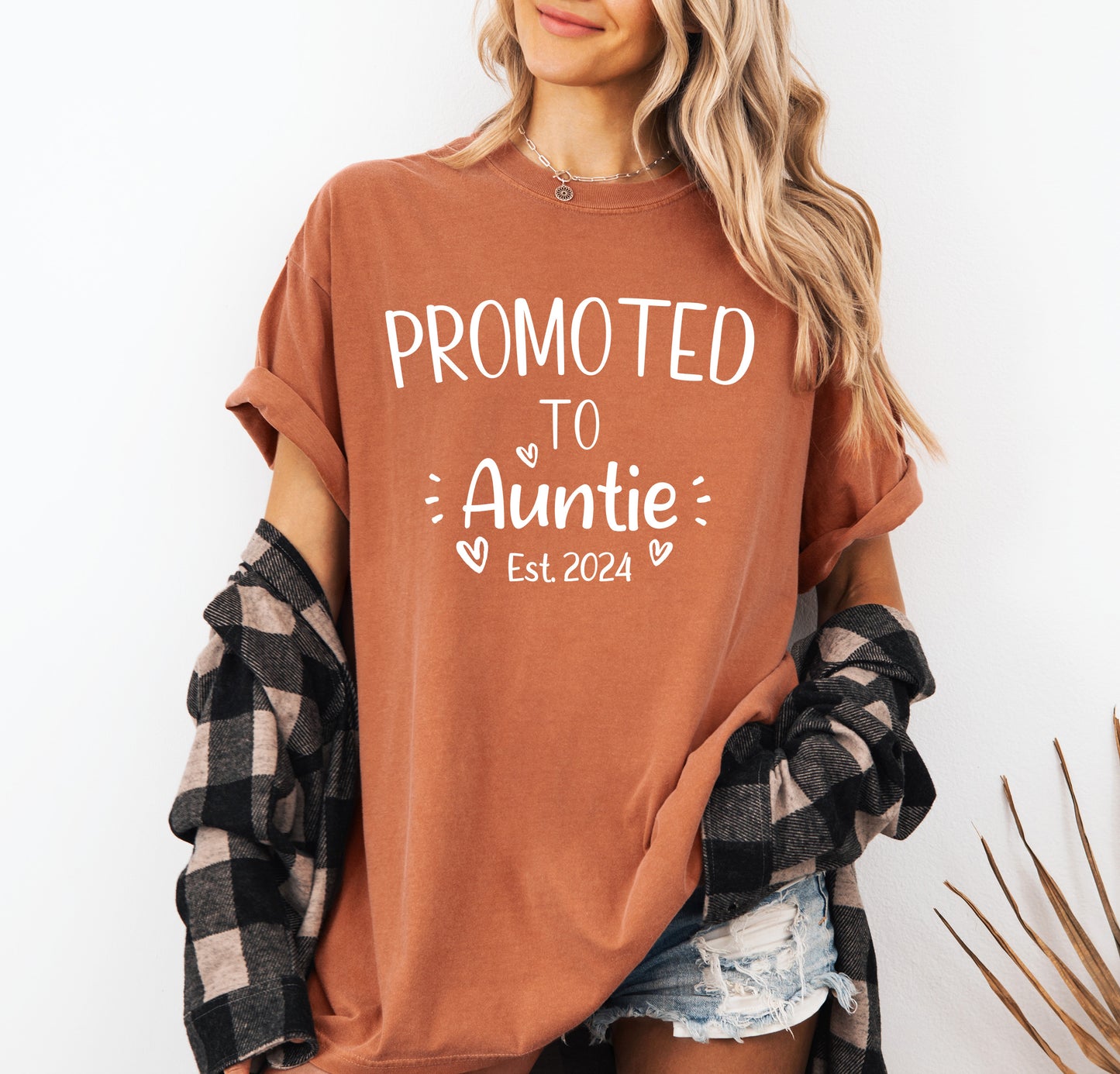 Custom Promoted to Auntie Shirt | Vintage Style Comfort Colors Aunt Shirt
