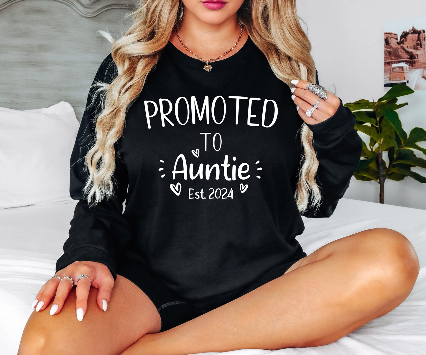 Custom Promoted to Auntie Shirt Long Sleeve | Long Sleeve Aunt Shirt