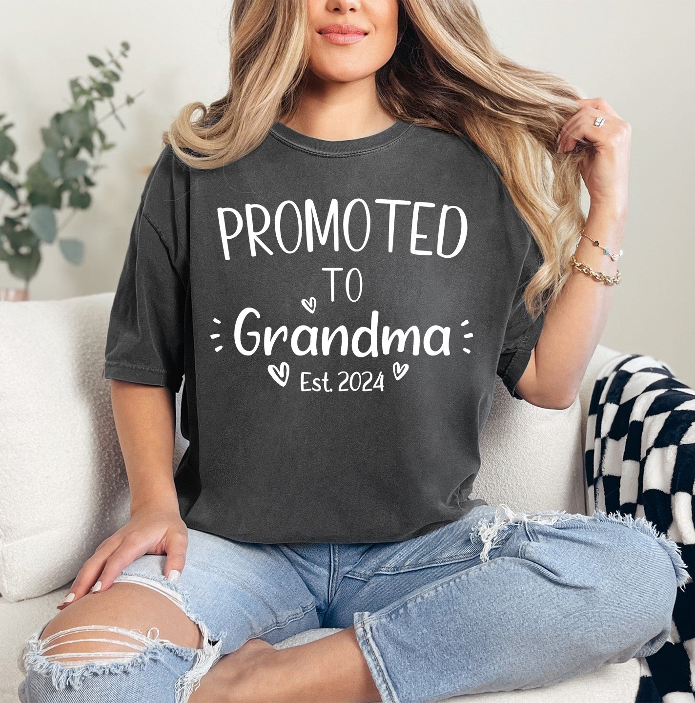 Custom Promoted to Grandma Shirt | Comfort Colors Vintage Style Grandma Shirt