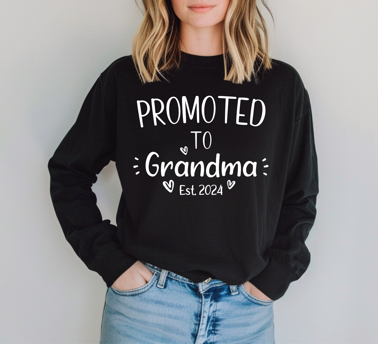 Custom Promoted to Grandma Shirt Long Sleeve | Long Sleeve Grandma Shirt