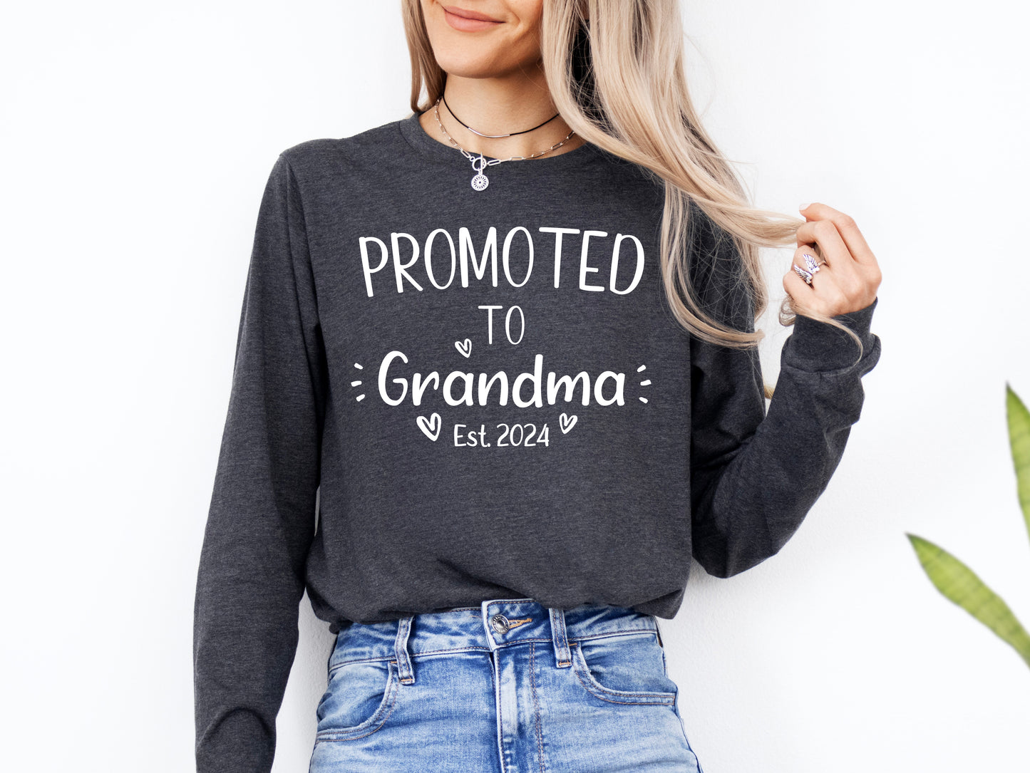 Custom Promoted to Grandma Shirt Long Sleeve | Long Sleeve Grandma Shirt