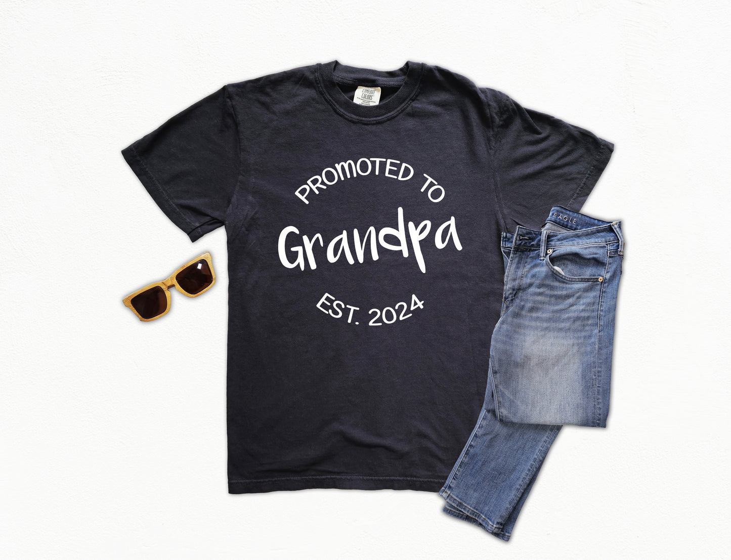 Customizable Promoted to Grandpa Shirt | Comfort Colors Vintage Style Grandpa Shirt