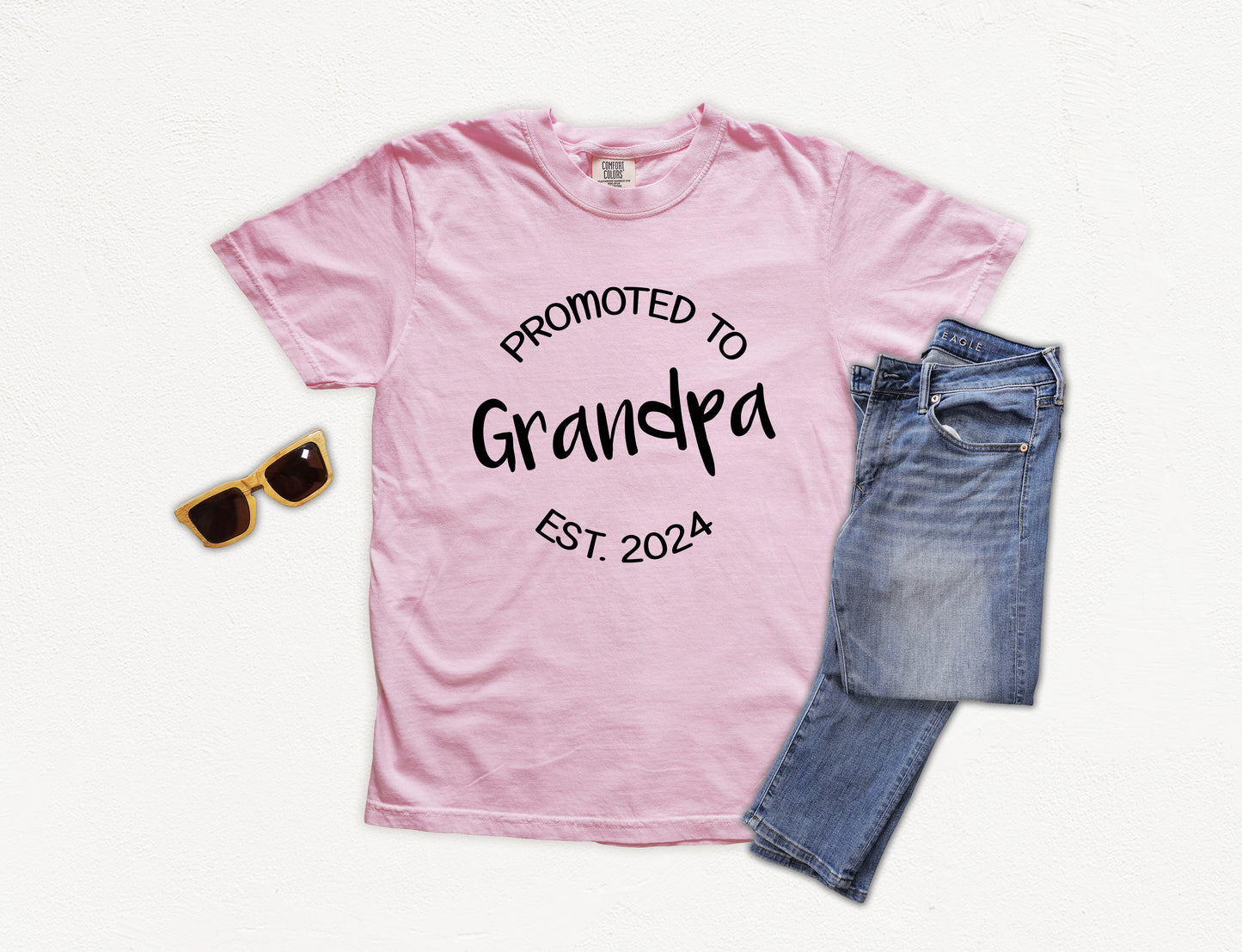 Customizable Promoted to Grandpa Shirt | Comfort Colors Vintage Style Grandpa Shirt