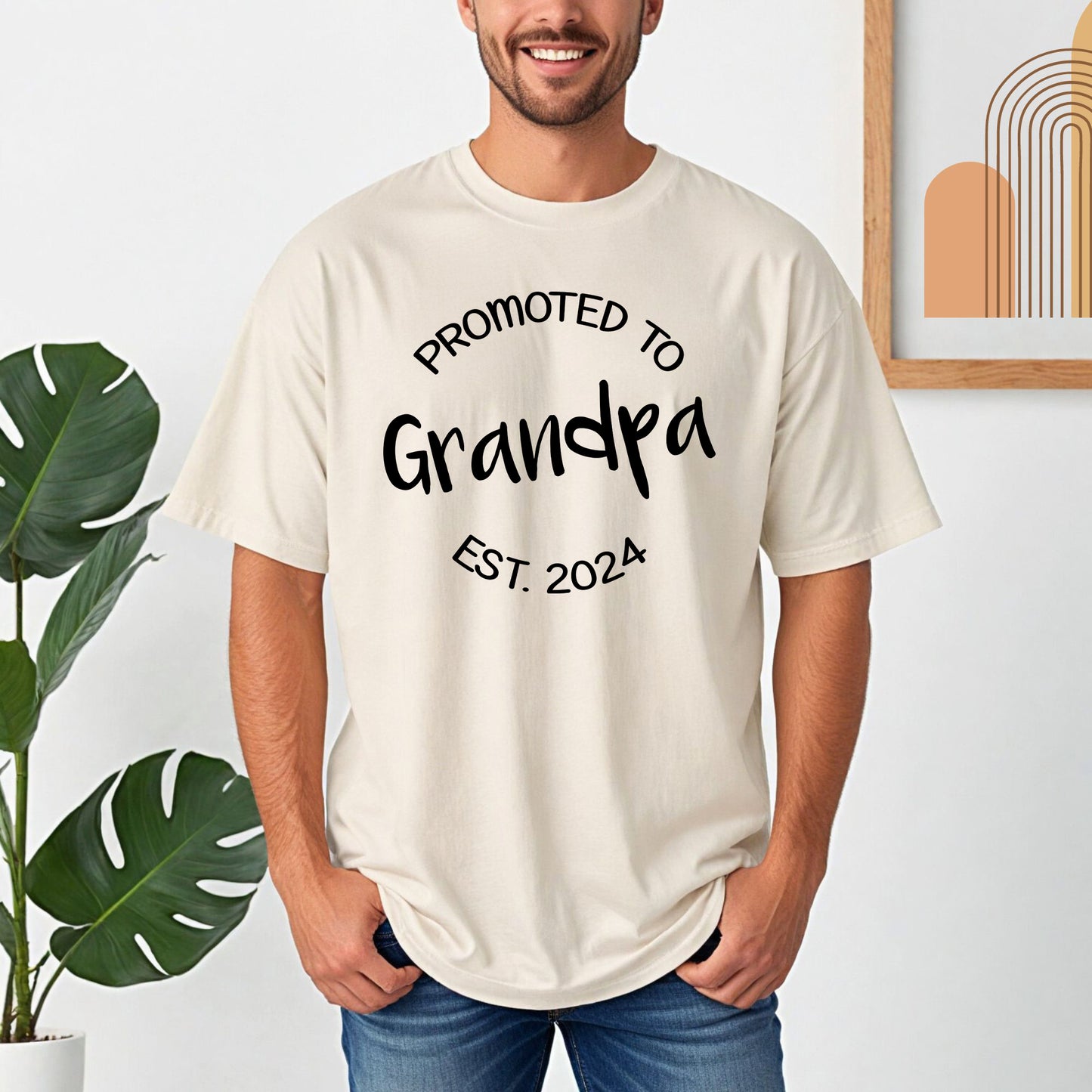 Customizable Promoted to Grandpa Shirt | Comfort Colors Vintage Style Grandpa Shirt