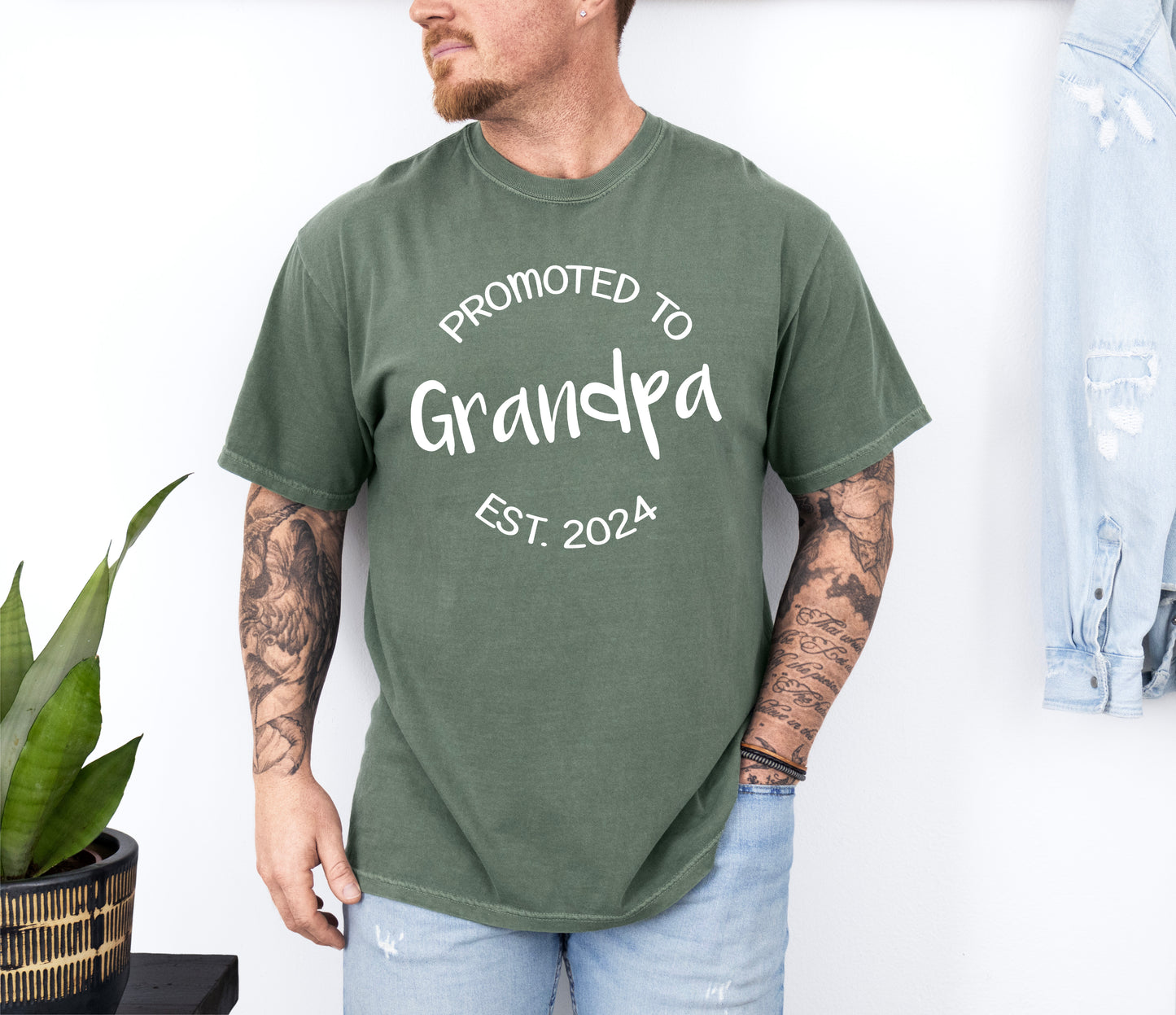 Customizable Promoted to Grandpa Shirt | Comfort Colors Vintage Style Grandpa Shirt