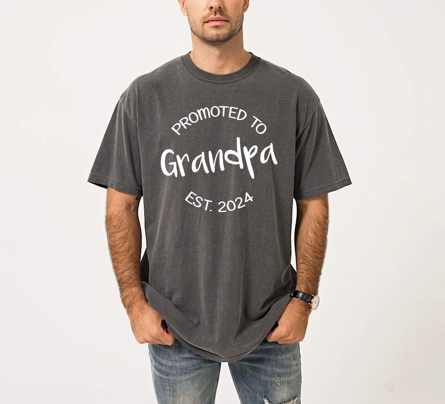 Customizable Promoted to Grandpa Shirt | Comfort Colors Vintage Style Grandpa Shirt