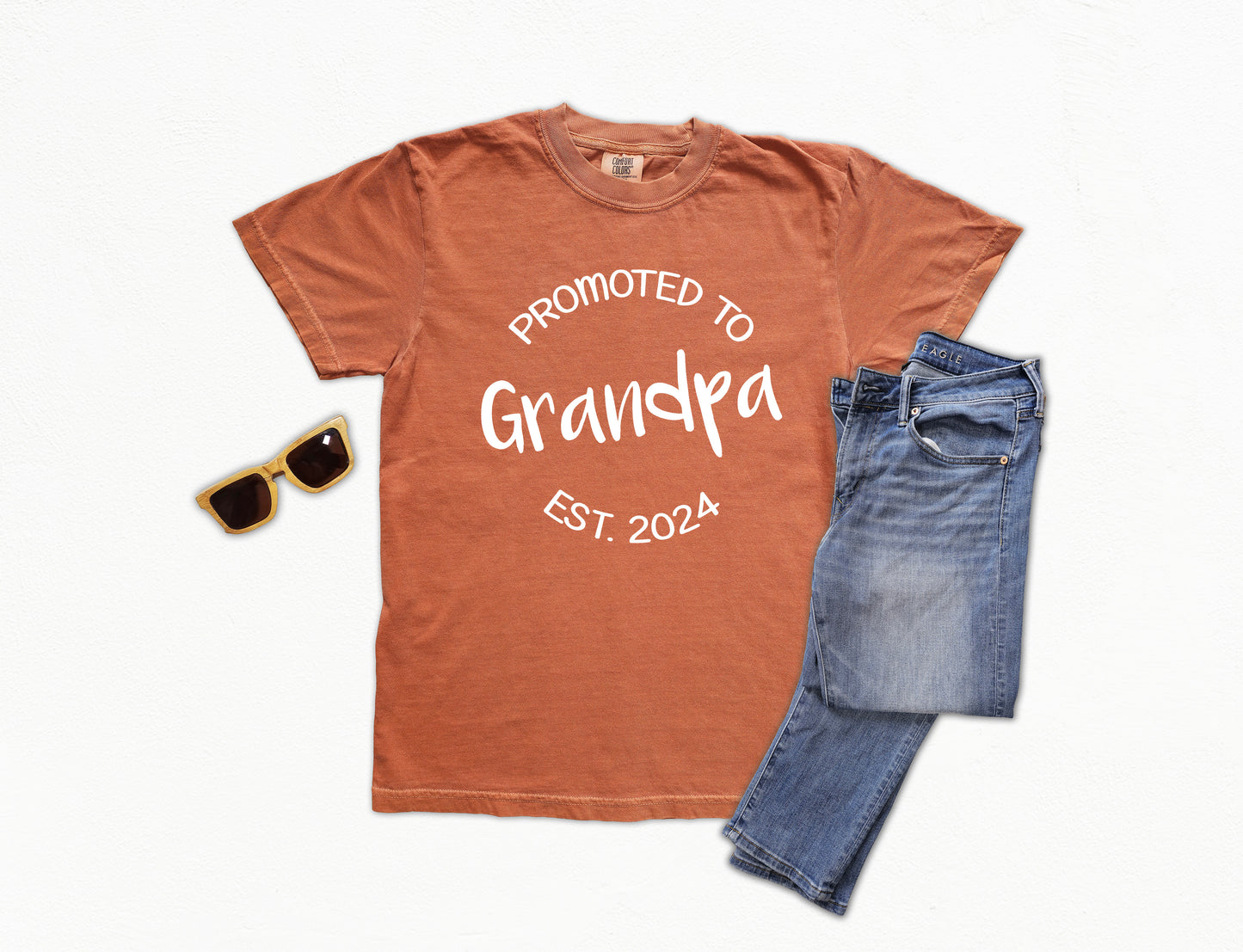 Customizable Promoted to Grandpa Shirt | Comfort Colors Vintage Style Grandpa Shirt