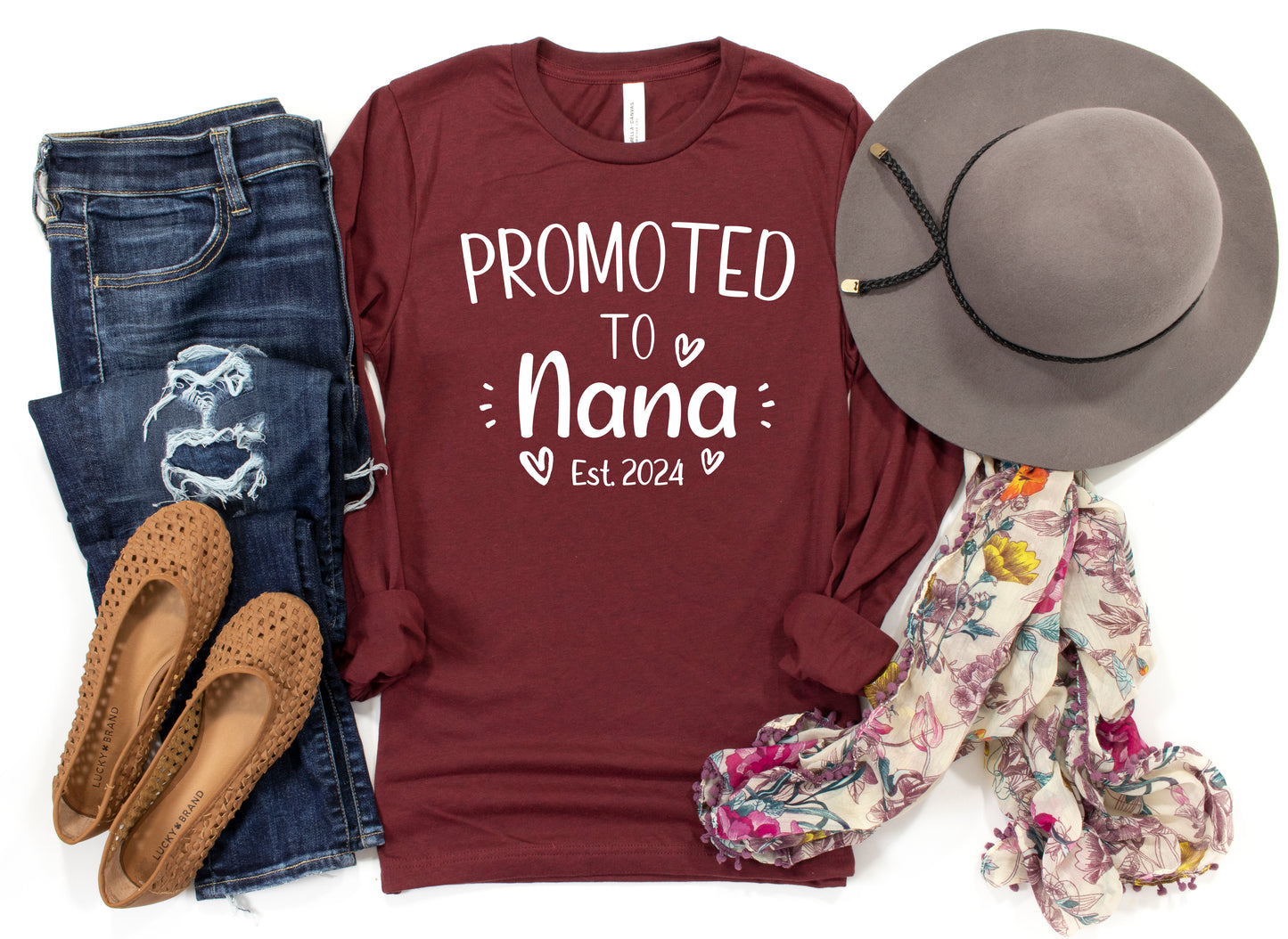 Custom Promoted to Nana Shirt Long Sleeve | Long Sleeve Nana Shirt