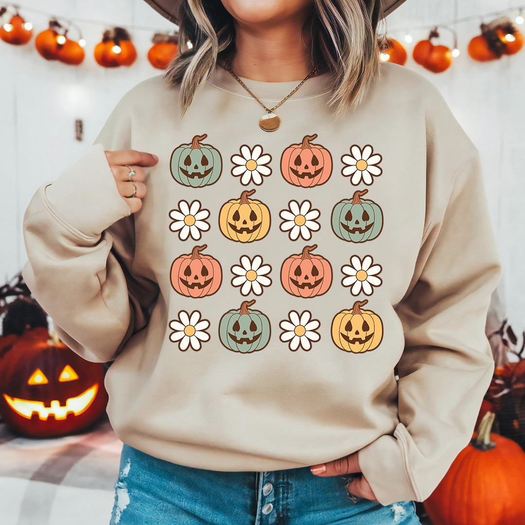 Pumpkins and Daisies Halloween Sweatshirt