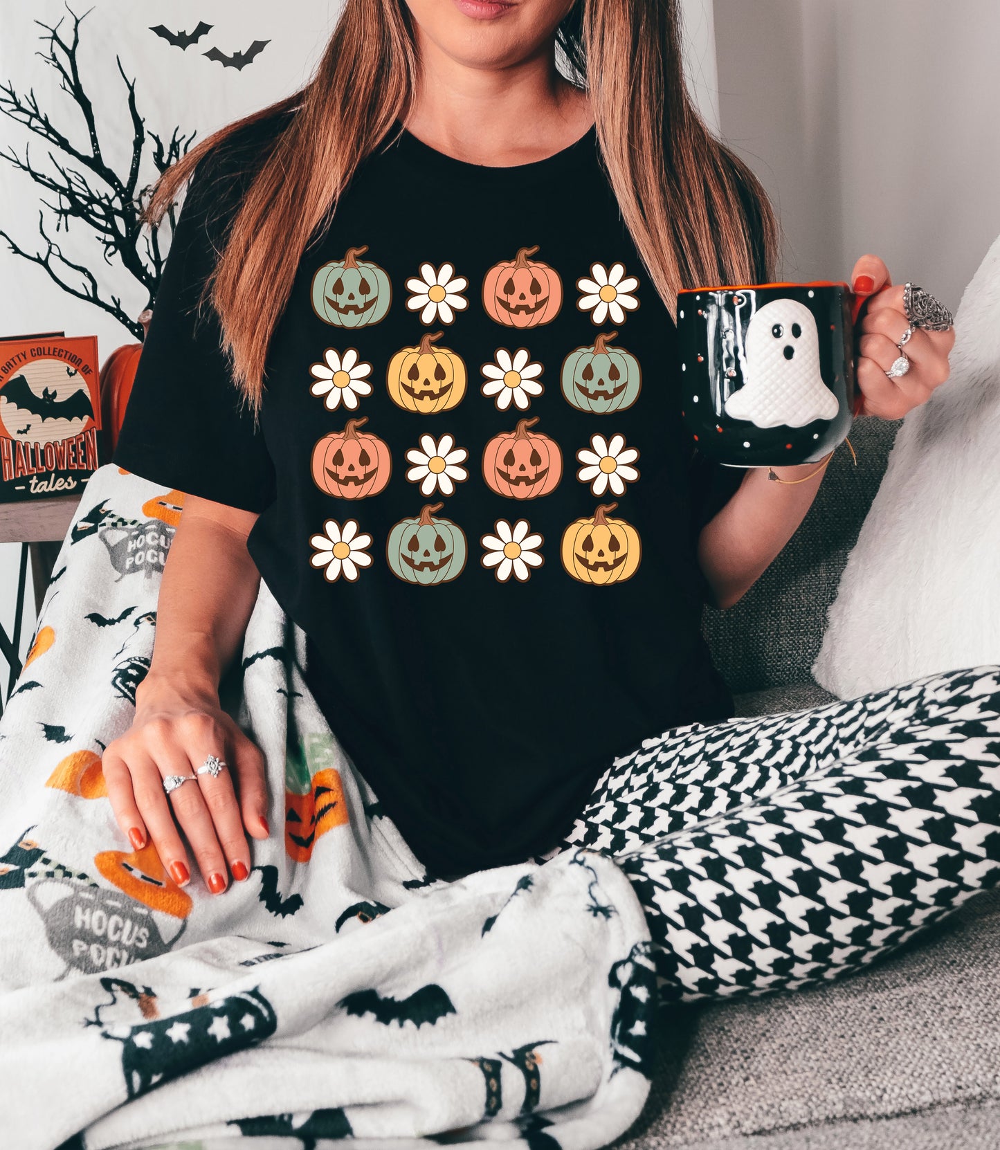 Pumpkins and Daisies Halloween Shirt